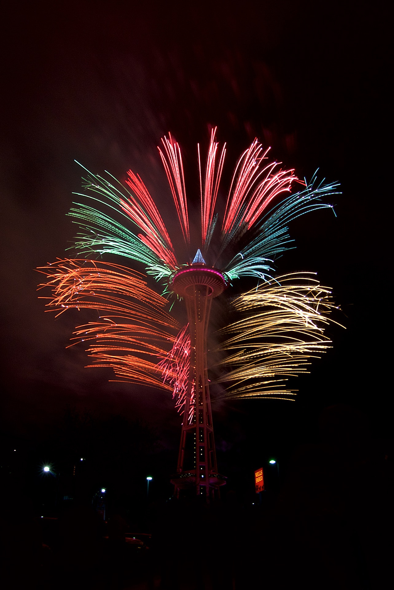 Canon EOS 40D sample photo. New year eve fireworks at space needle photography