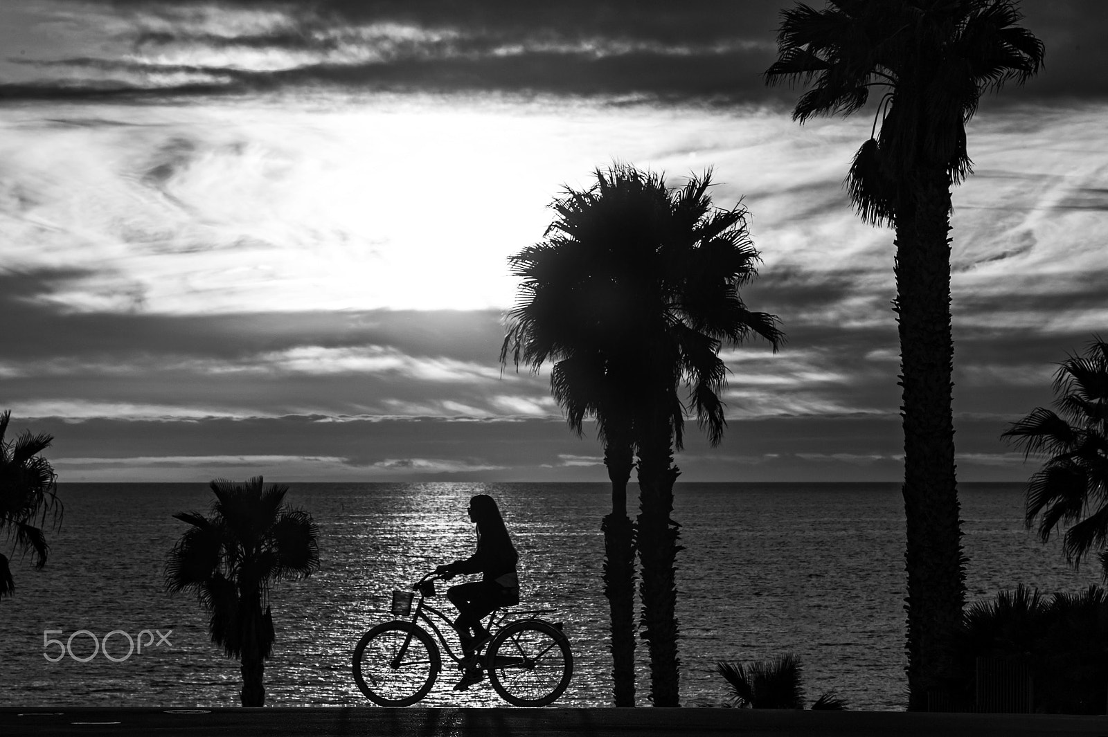 Nikon D3S sample photo. Bicyclist in oceanside photography