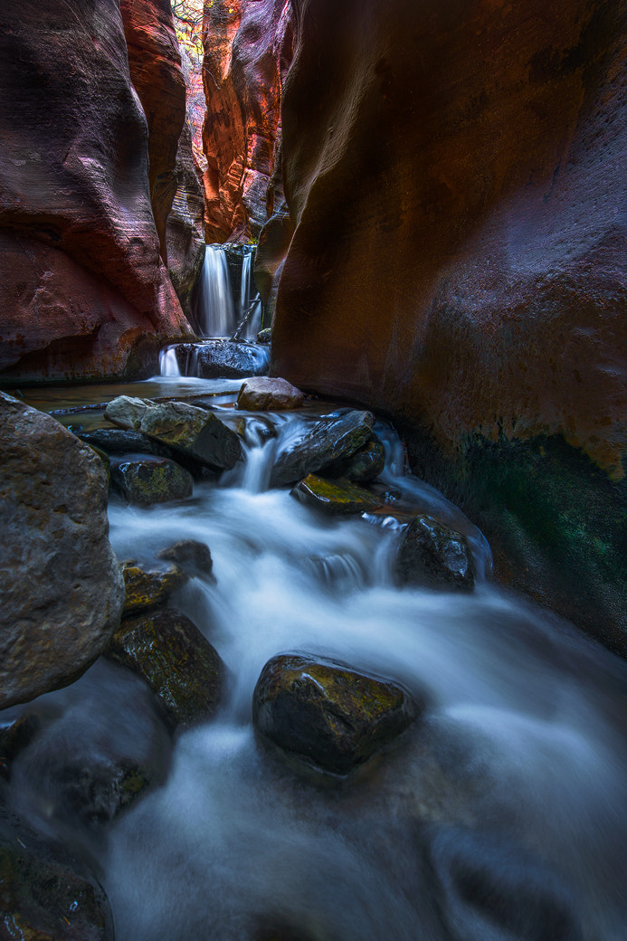 Sony a7R II + Canon EF 11-24mm F4L USM sample photo. Kanarra waterfall from afar photography