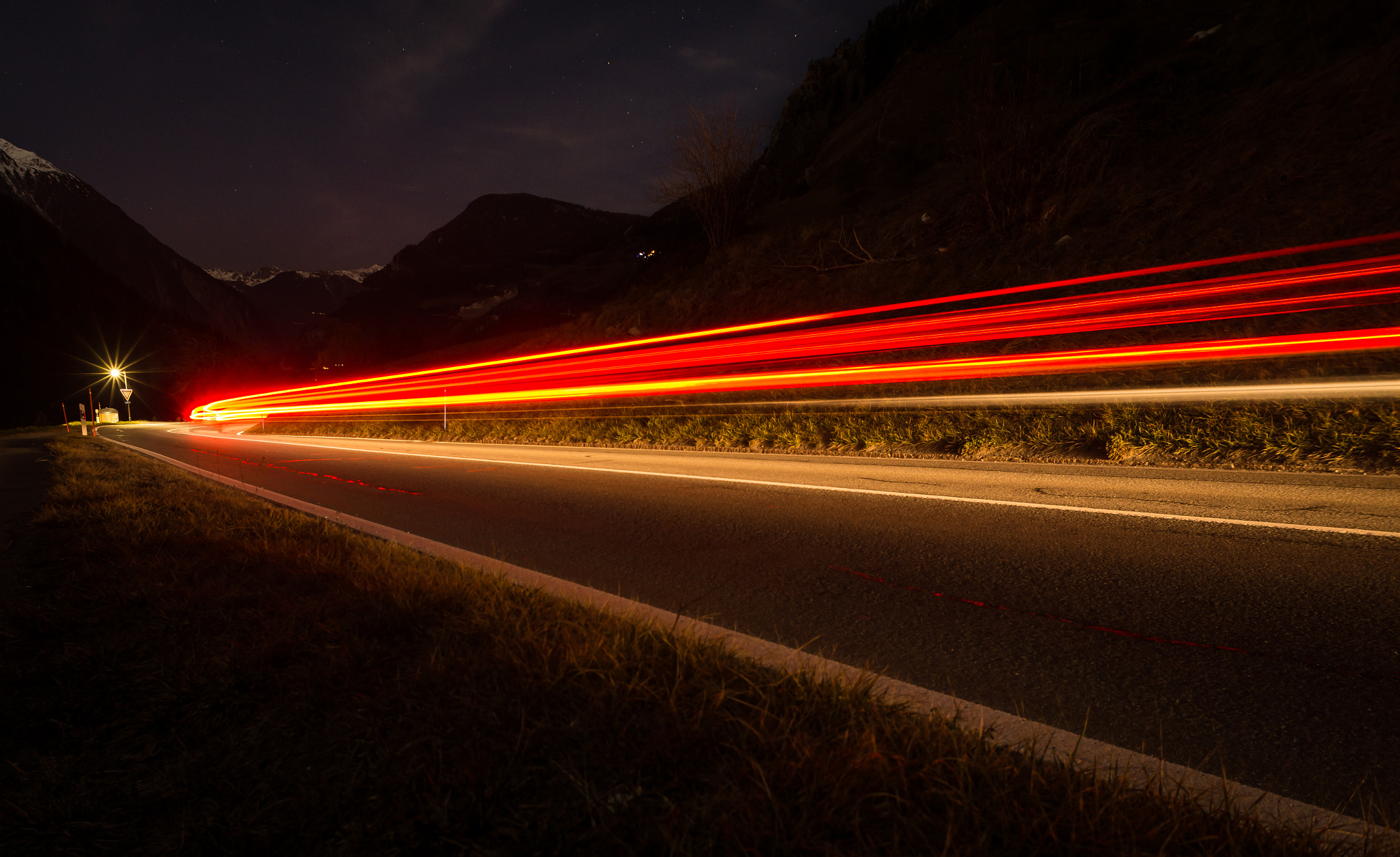 AF Nikkor 20mm f/2.8 sample photo. Mountain light trails photography