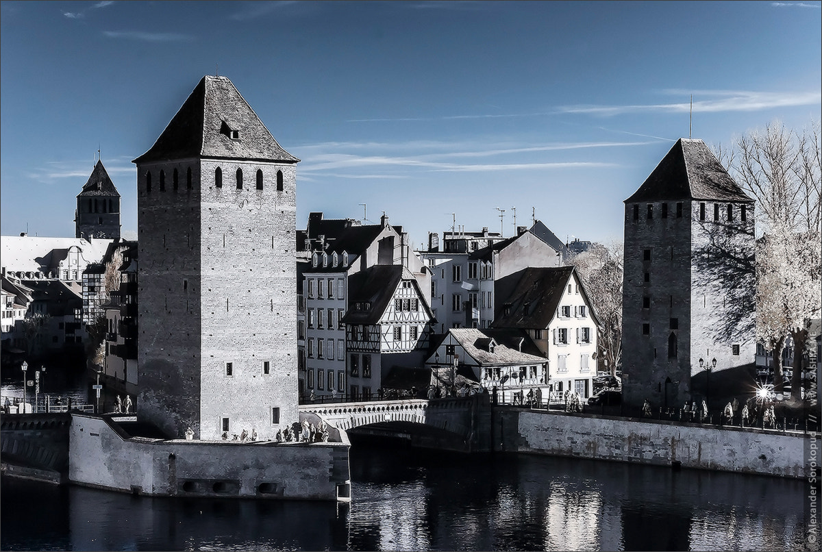 Sony Alpha DSLR-A230 sample photo. Strasbourg street infrared view, cityscape photography