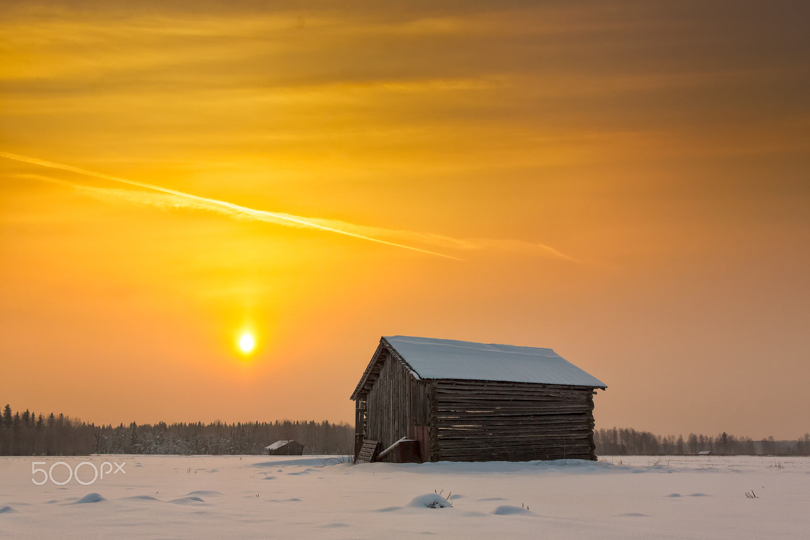 Canon EF-S 24mm F2.8 STM sample photo. Old barn houses on a winter morning photography