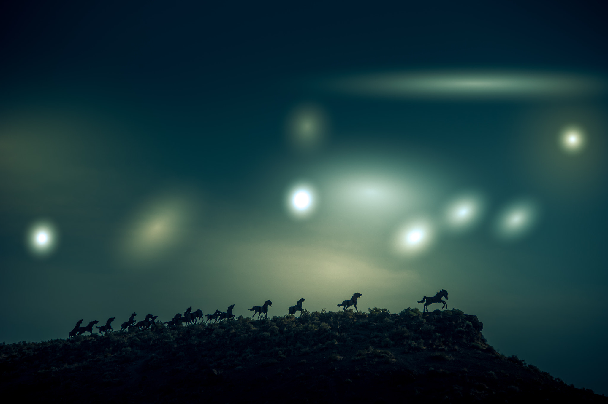Nikon D3S sample photo. Night horses photography