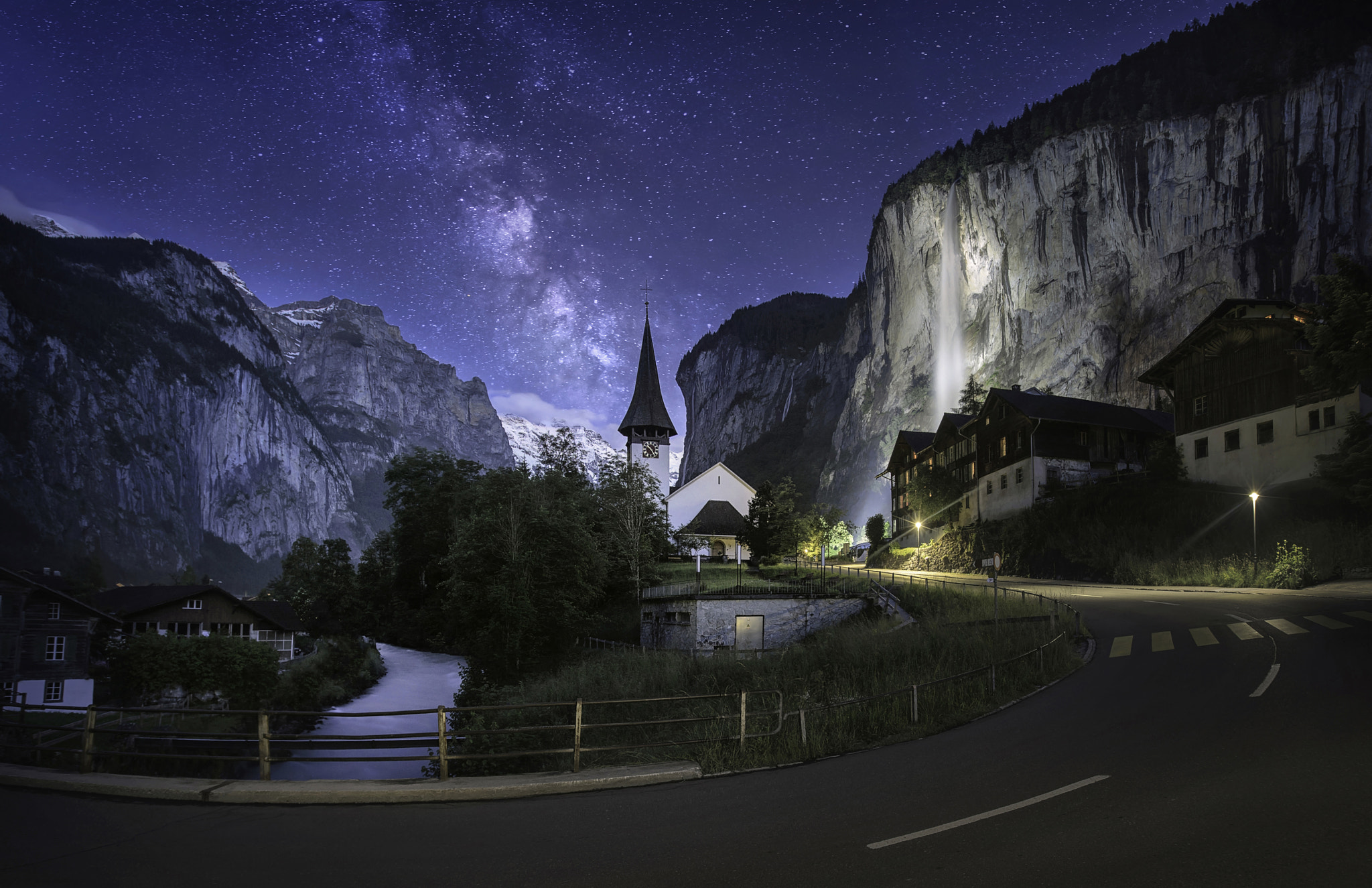 Sony a7R + Canon EF 16-35mm F2.8L II USM sample photo. Starry night in switzerland photography