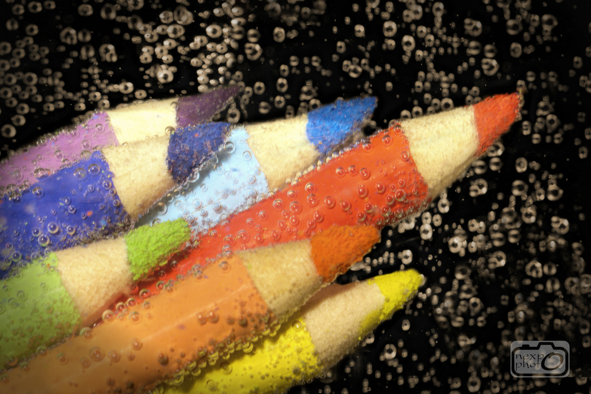 Manual Lens No CPU sample photo. Rainbow crayons under water photography