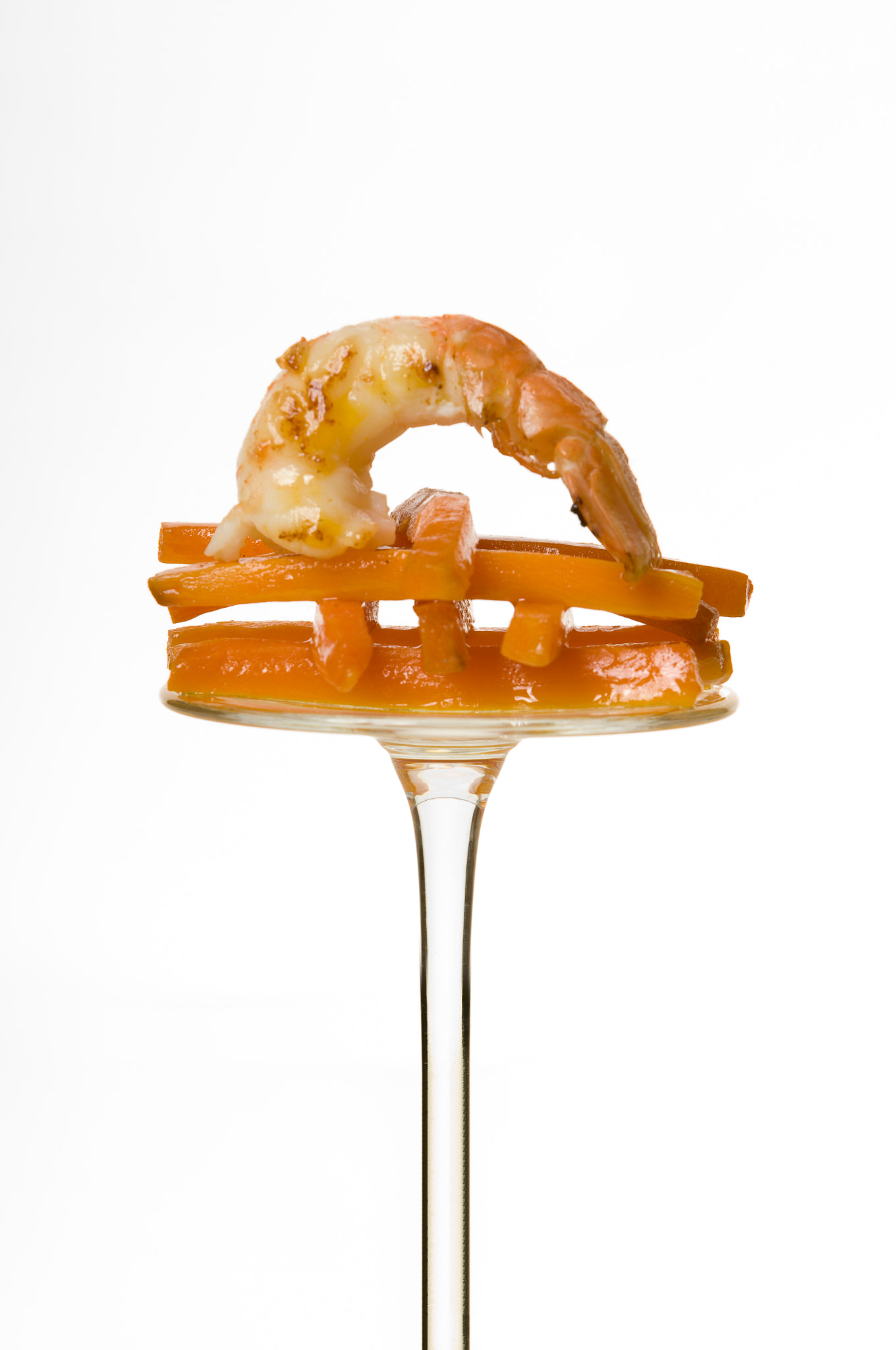 Nikon D2X sample photo. Schrimp and carrots on a reversed glass photography