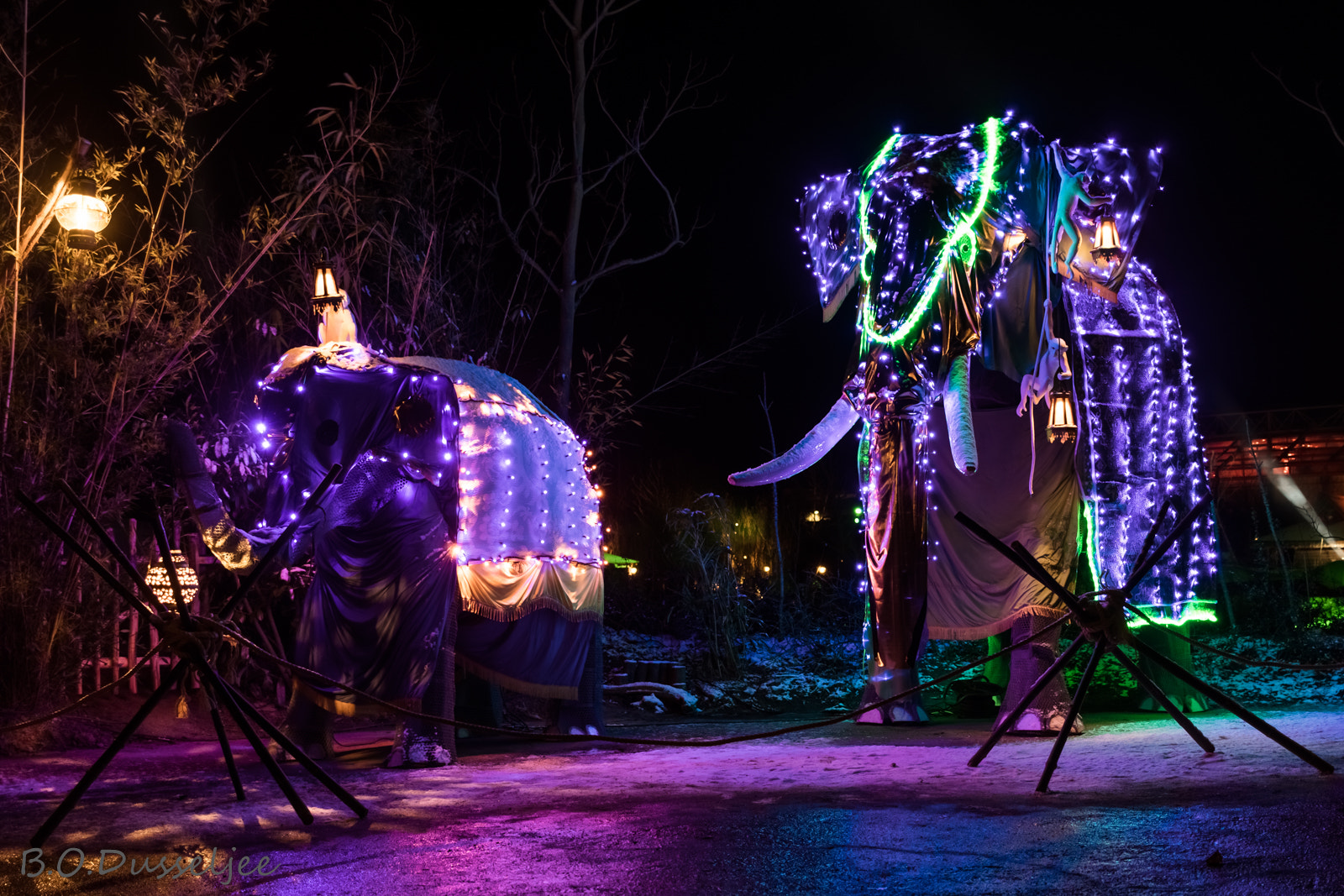 Canon EF-S 24mm F2.8 STM sample photo. Elephant statue with lights photography