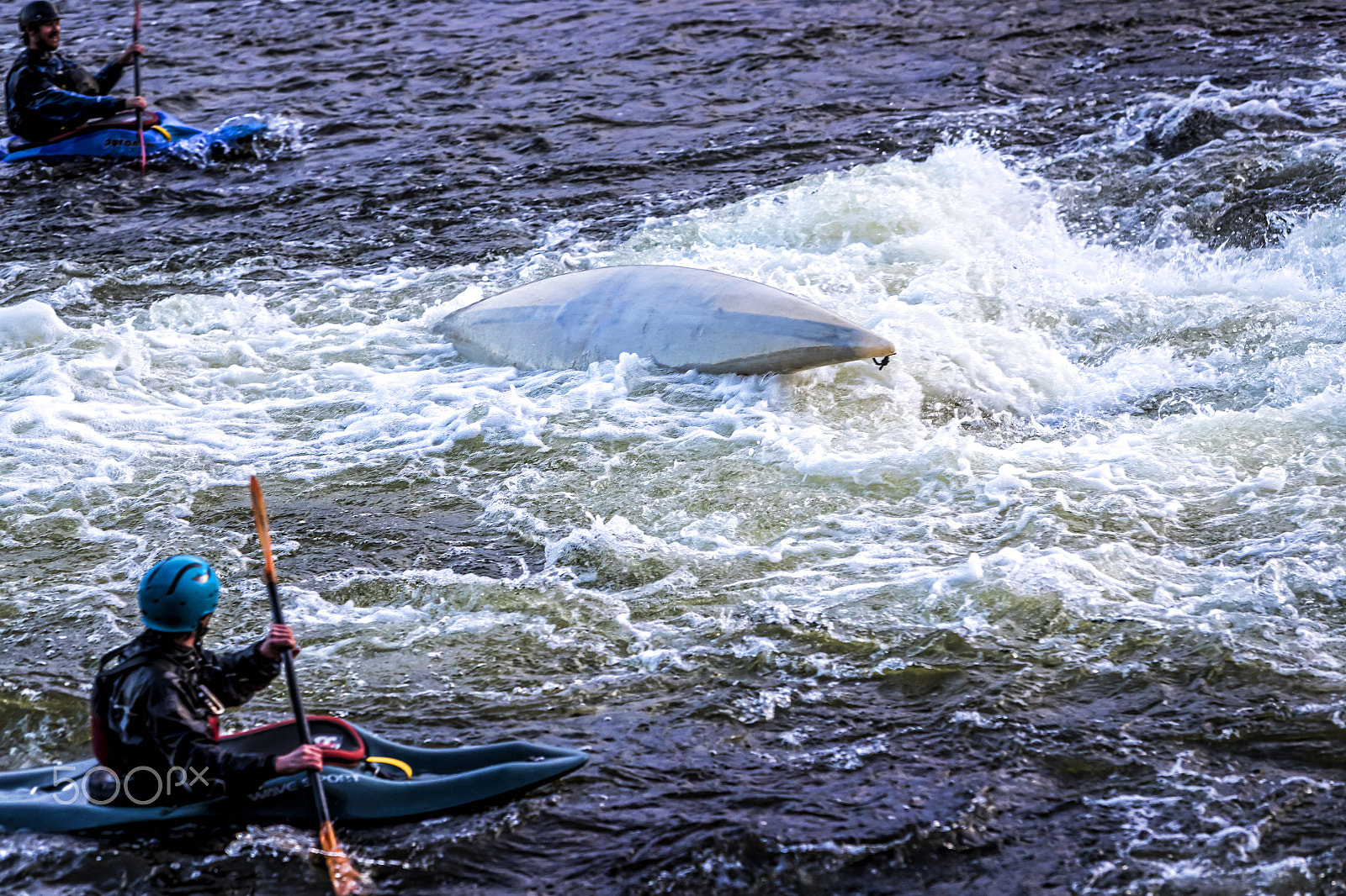 Canon EF 70-200mm F2.8L IS USM sample photo. Kayaker goes over in pipeline rapids 5968t photography