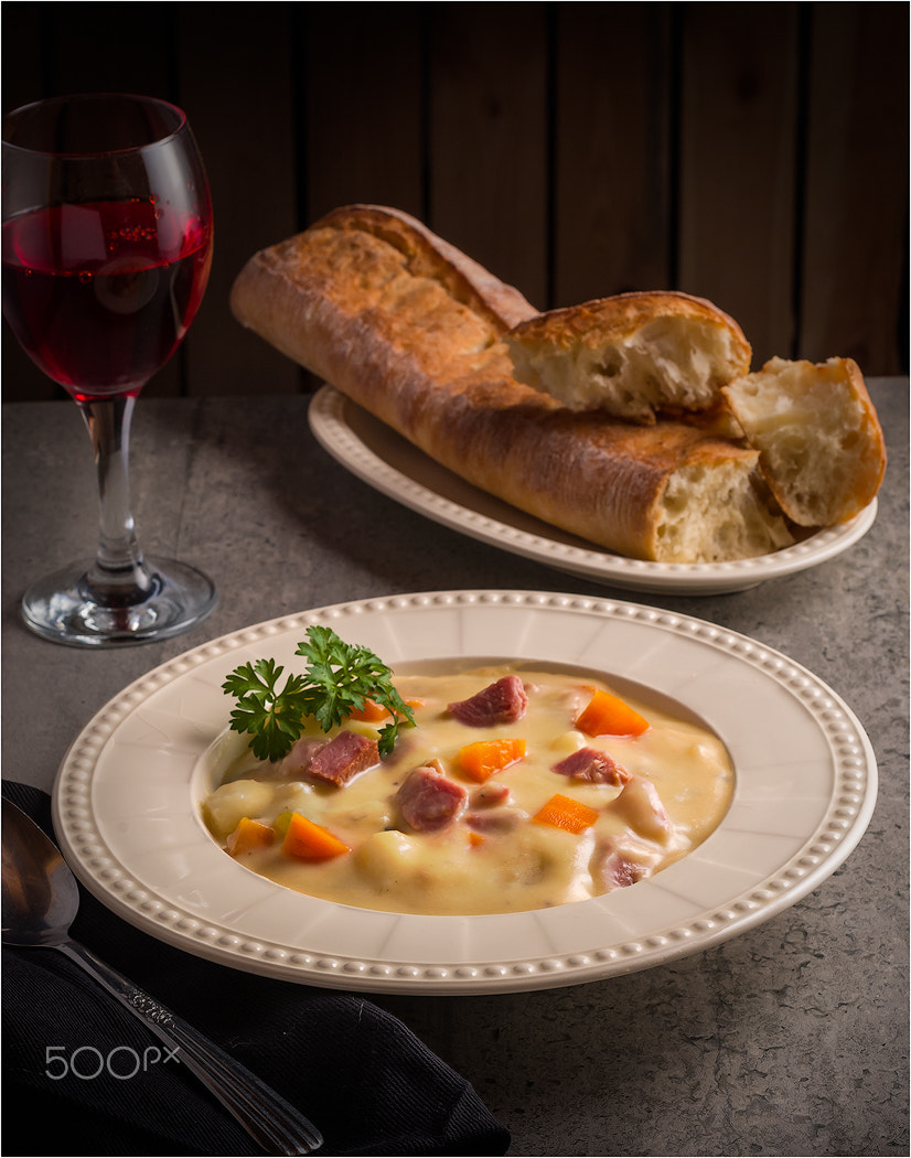 Nikon D200 sample photo. Ham and cheese soup photography