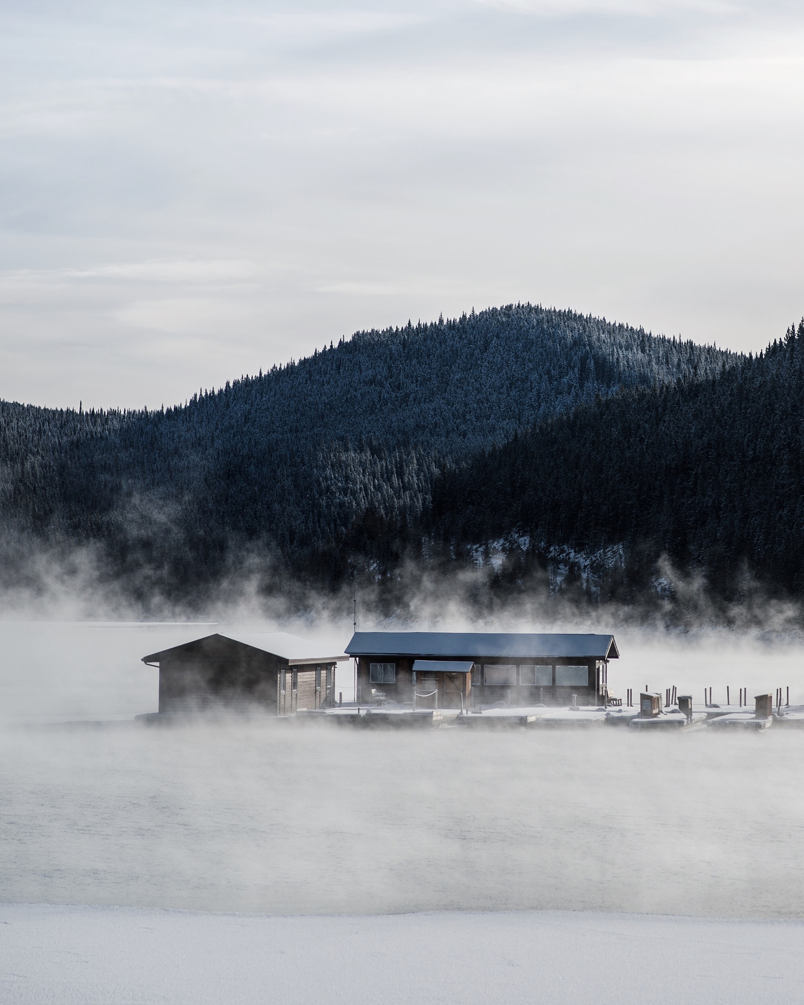 Nikon D4 sample photo. The boat house on lake minnewanka. banff. alberta. photography