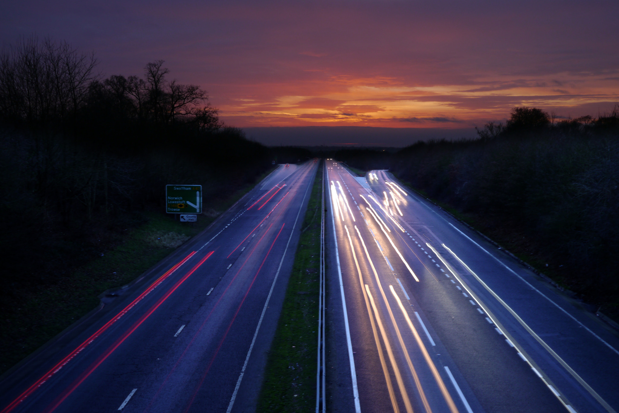 Panasonic Lumix DMC-GX1 sample photo. Sunset over the a47 photography