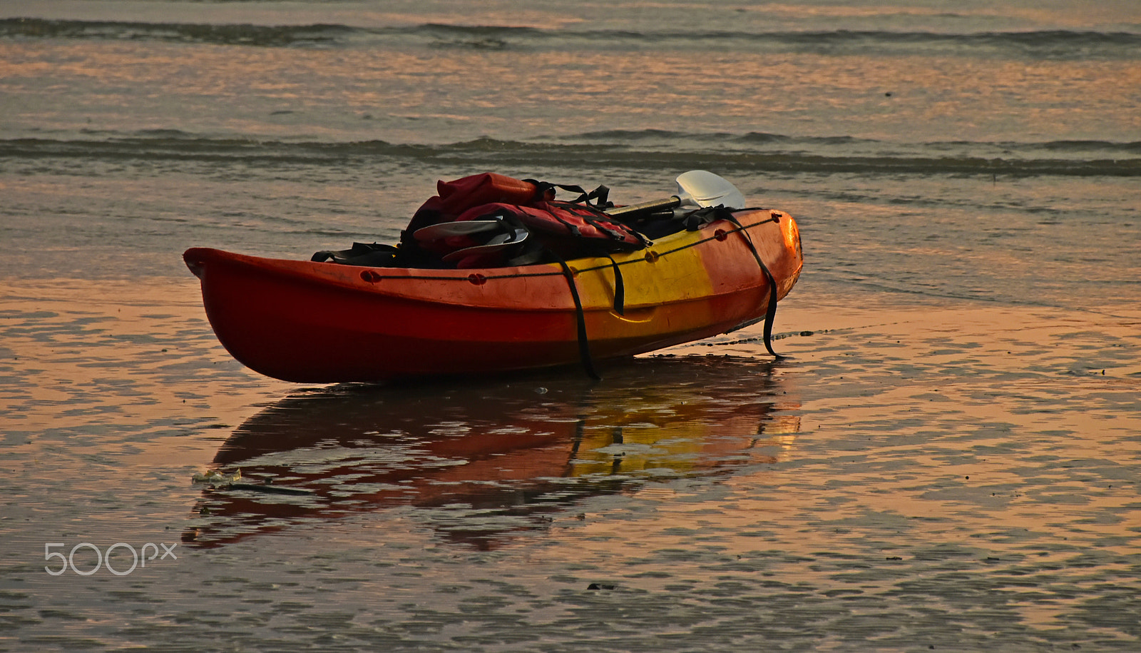 Nikon D5500 sample photo. Kayak boat at sunset out of water photography