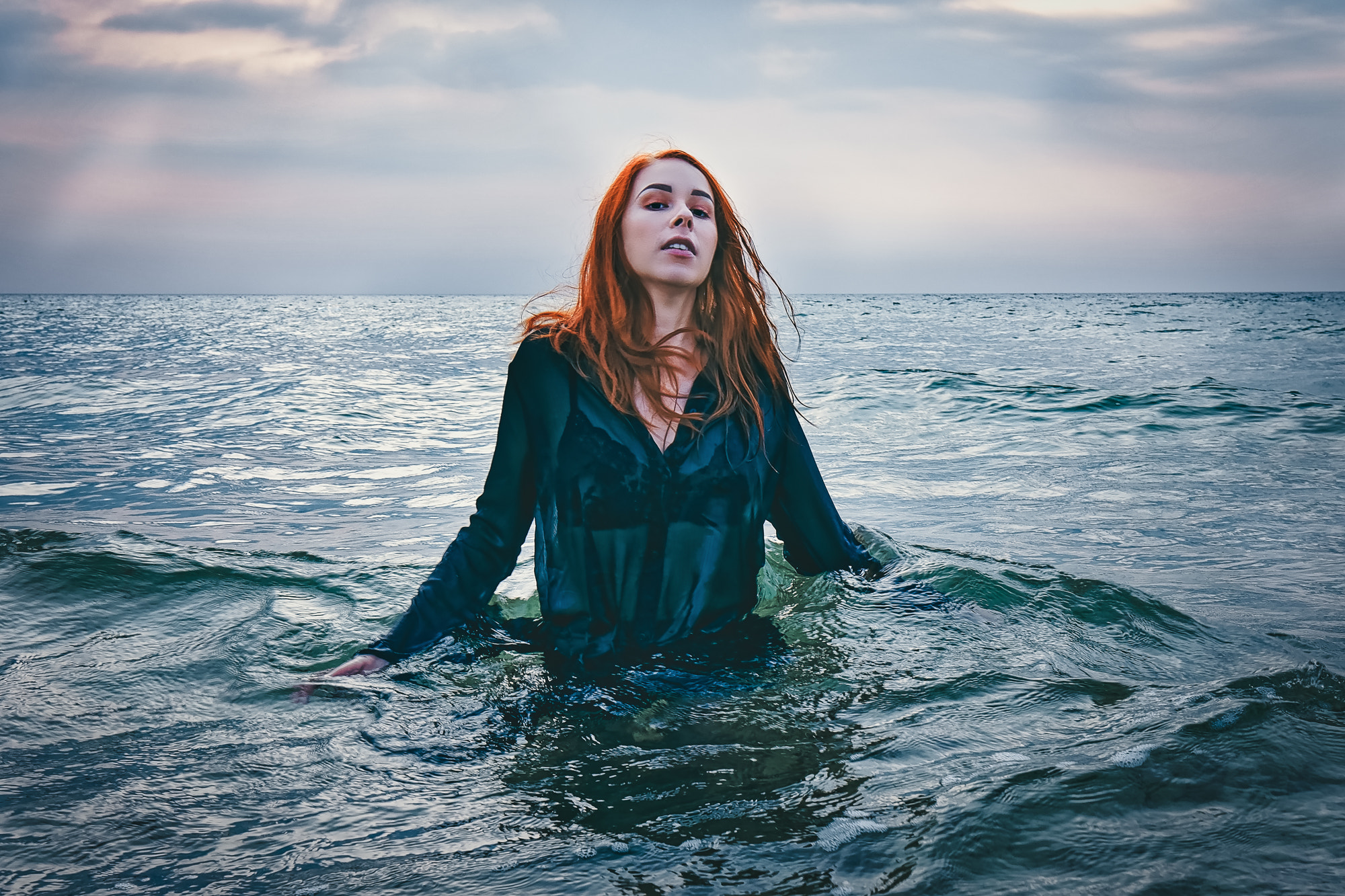 Canon EF 24-70mm F4L IS USM sample photo. Icecold sea and lovisa linde. photo shoot for album cover. photography