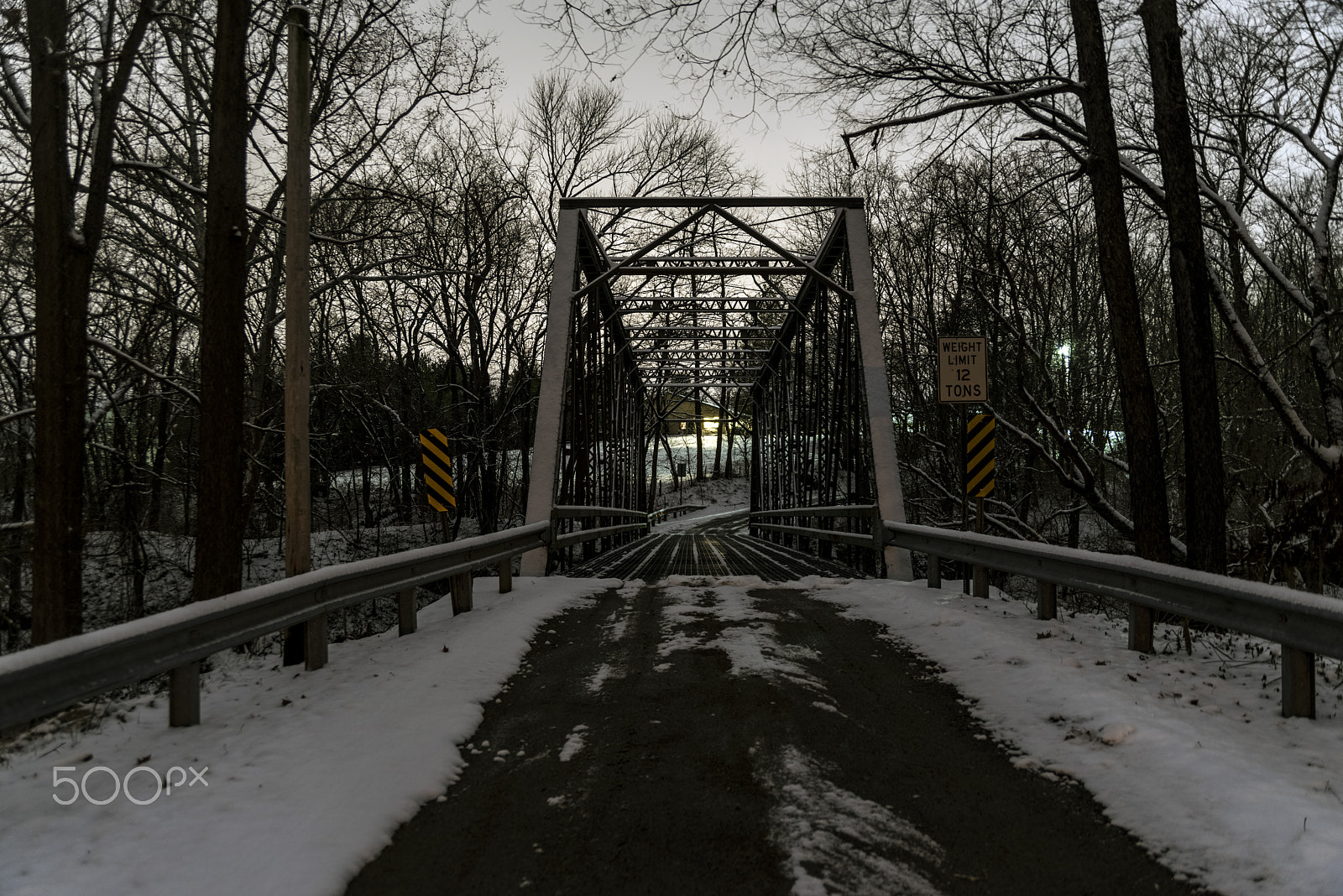 Pentax K-1 sample photo. Snowy truss bridge at night 2 photography