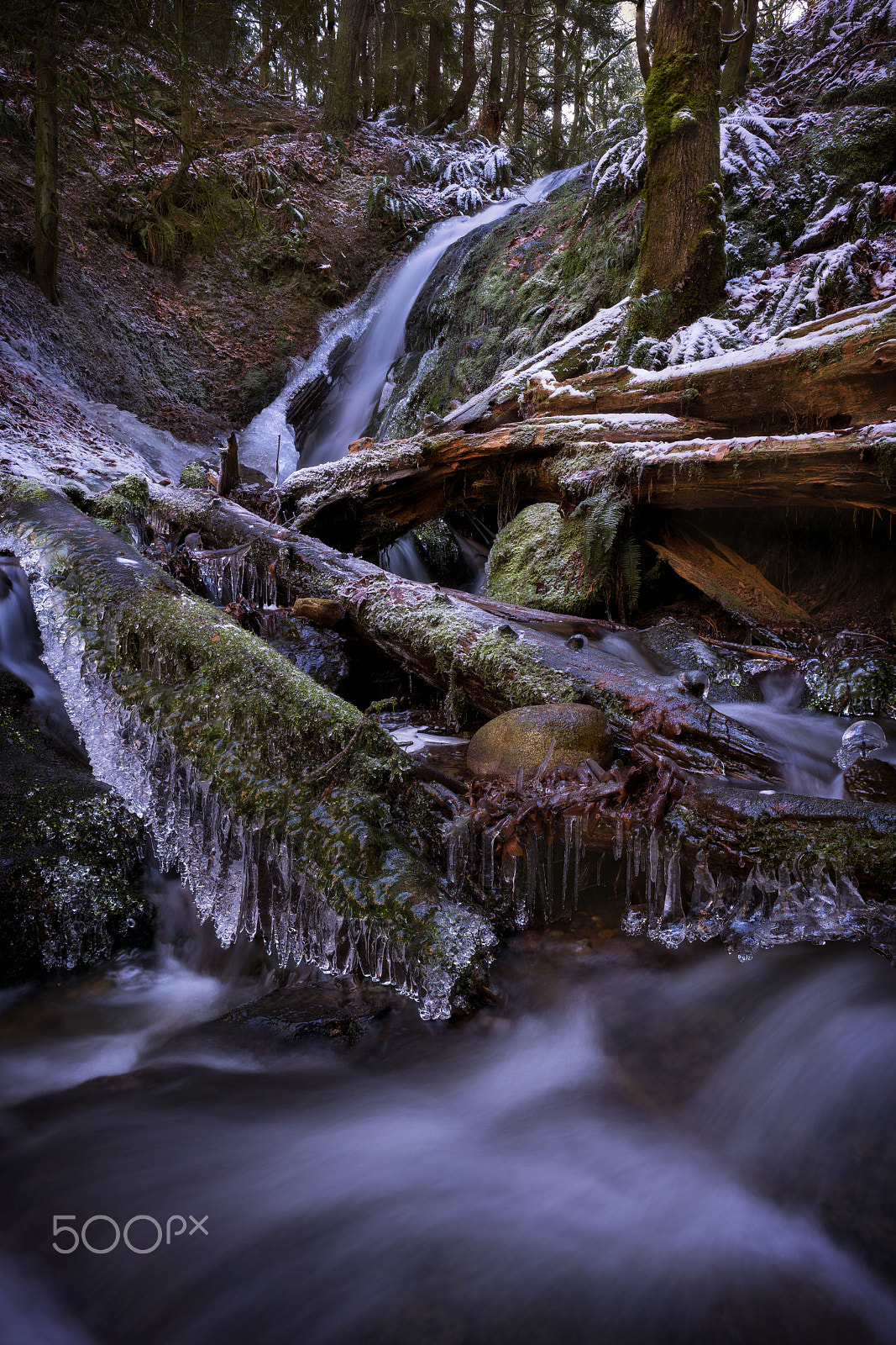 E 21mm F2.8 sample photo. Winter ice at coal creek falls photography