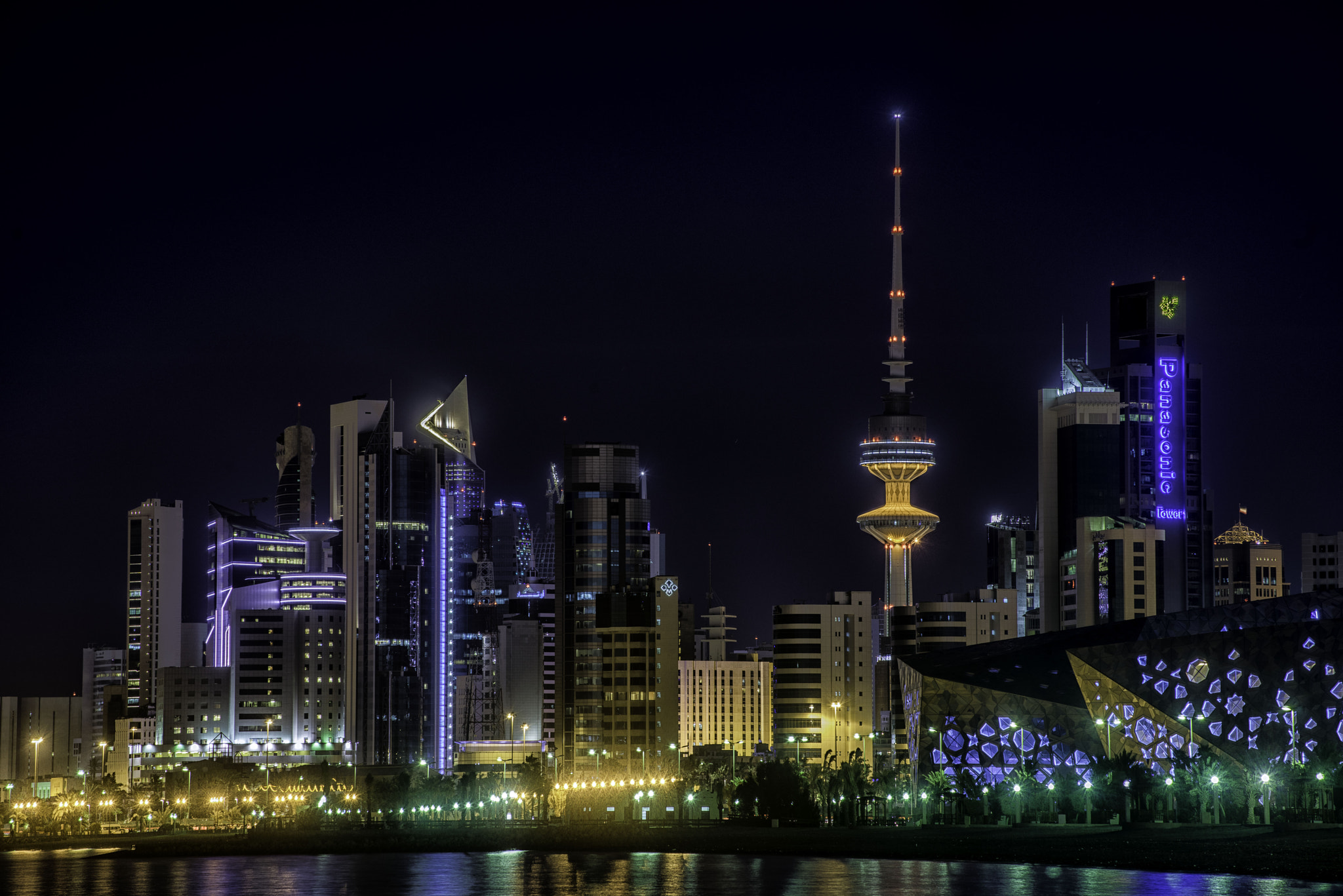 Nikon D810 + Tamron SP 70-300mm F4-5.6 Di VC USD sample photo. Kuwait cityscape blue hour photography