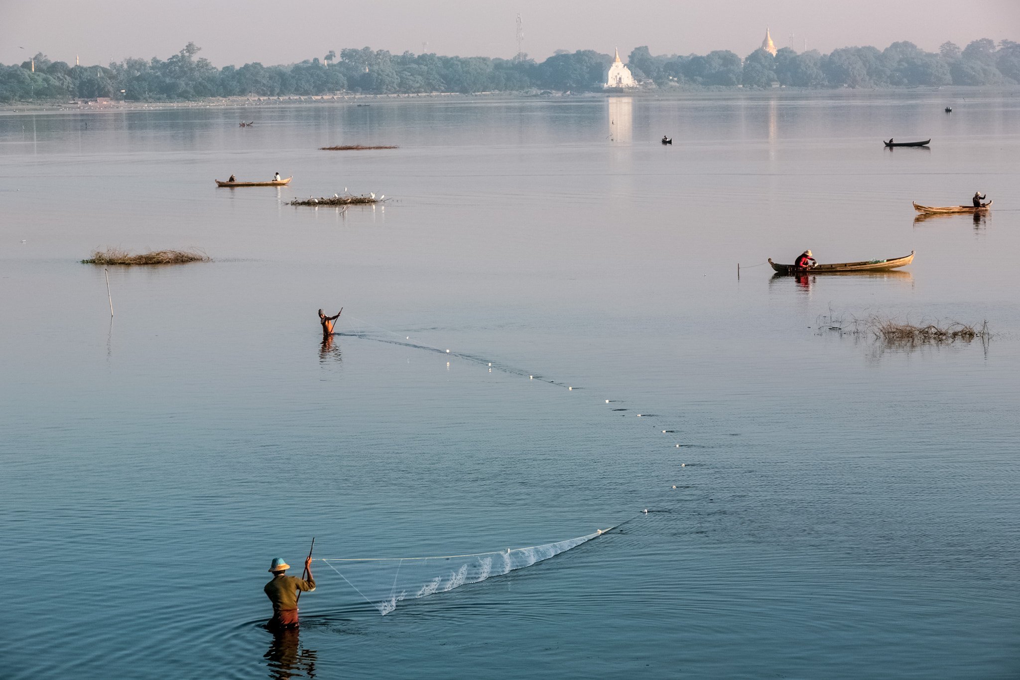 Canon EF 70-200mm F2.8L USM sample photo. Fishing near u-bein bridge photography