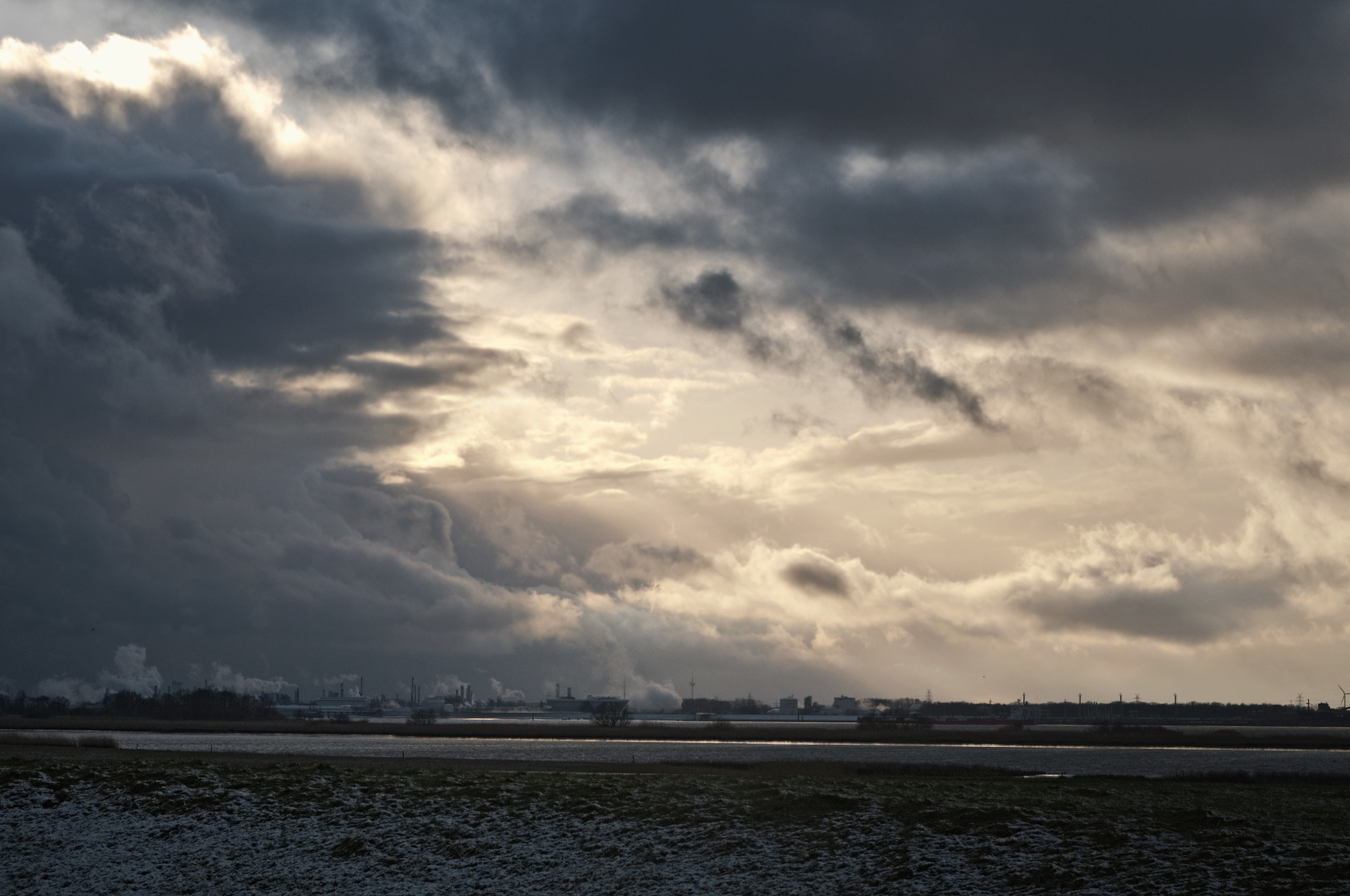 Nikon D300 sample photo. Dramatic sky over an industry areal photography