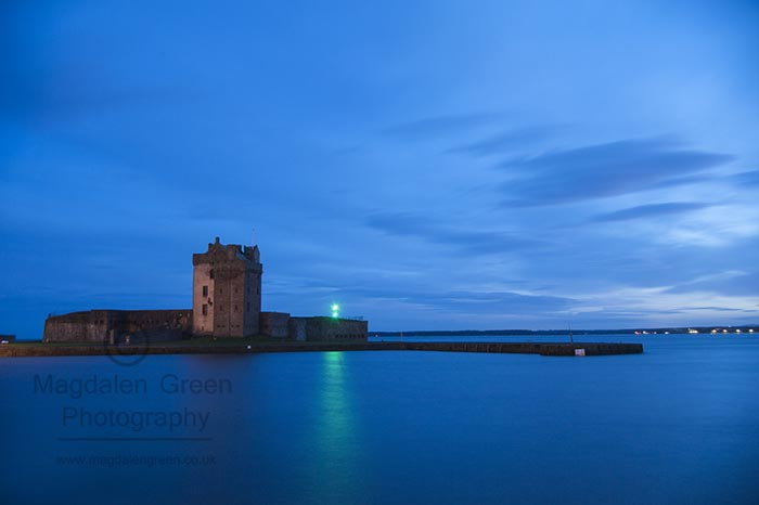 Nikon D700 + AF-S DX Zoom-Nikkor 18-55mm f/3.5-5.6G ED sample photo. Broughty ferry castle - cool blue with a flash of green - brough photography