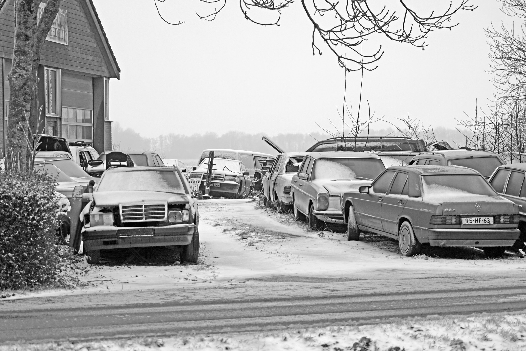 Sony SLT-A77 sample photo. Old cars in the snow photography
