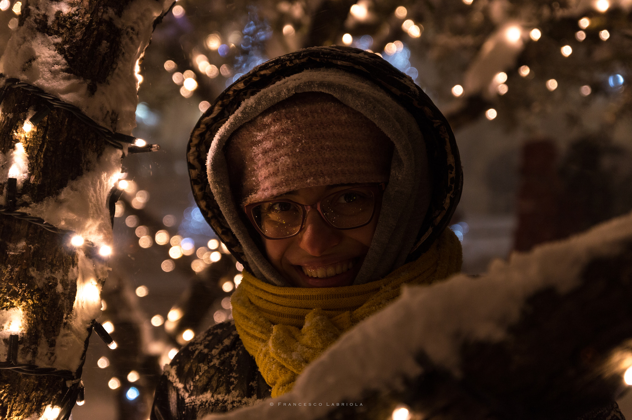 Nikon D3200 sample photo. In the lights and snow photography