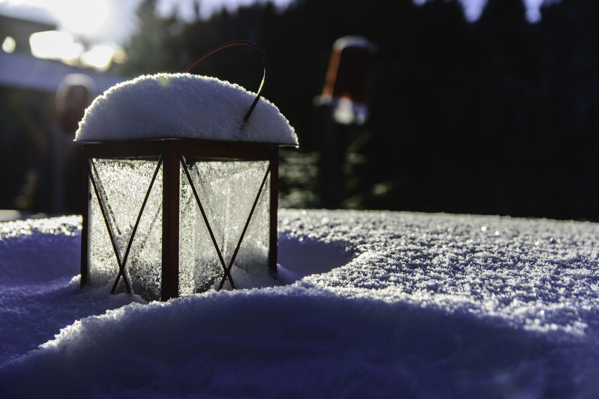 Sigma 17-50mm F2.8 EX DC OS HSM sample photo. Lantern in the snow photography