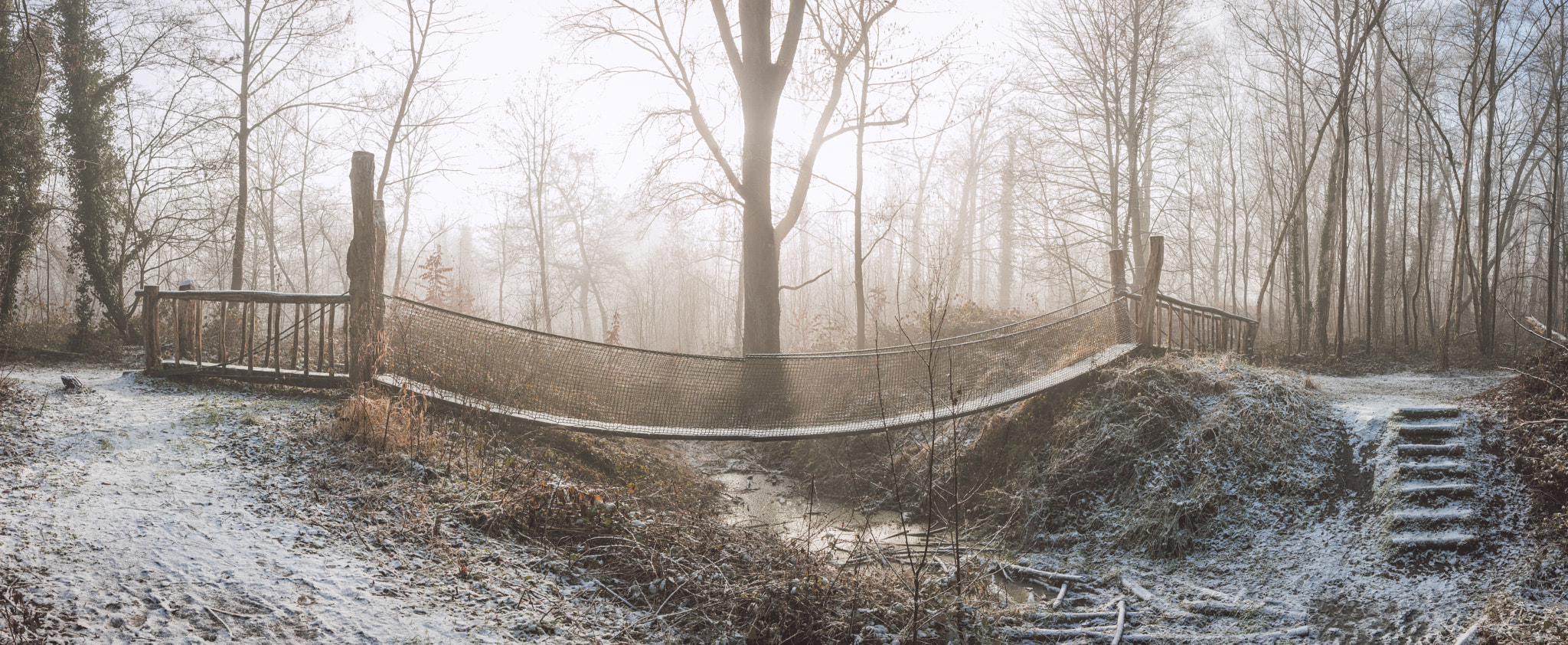 Canon EOS 750D (EOS Rebel T6i / EOS Kiss X8i) sample photo. Hanging bridge in winter photography