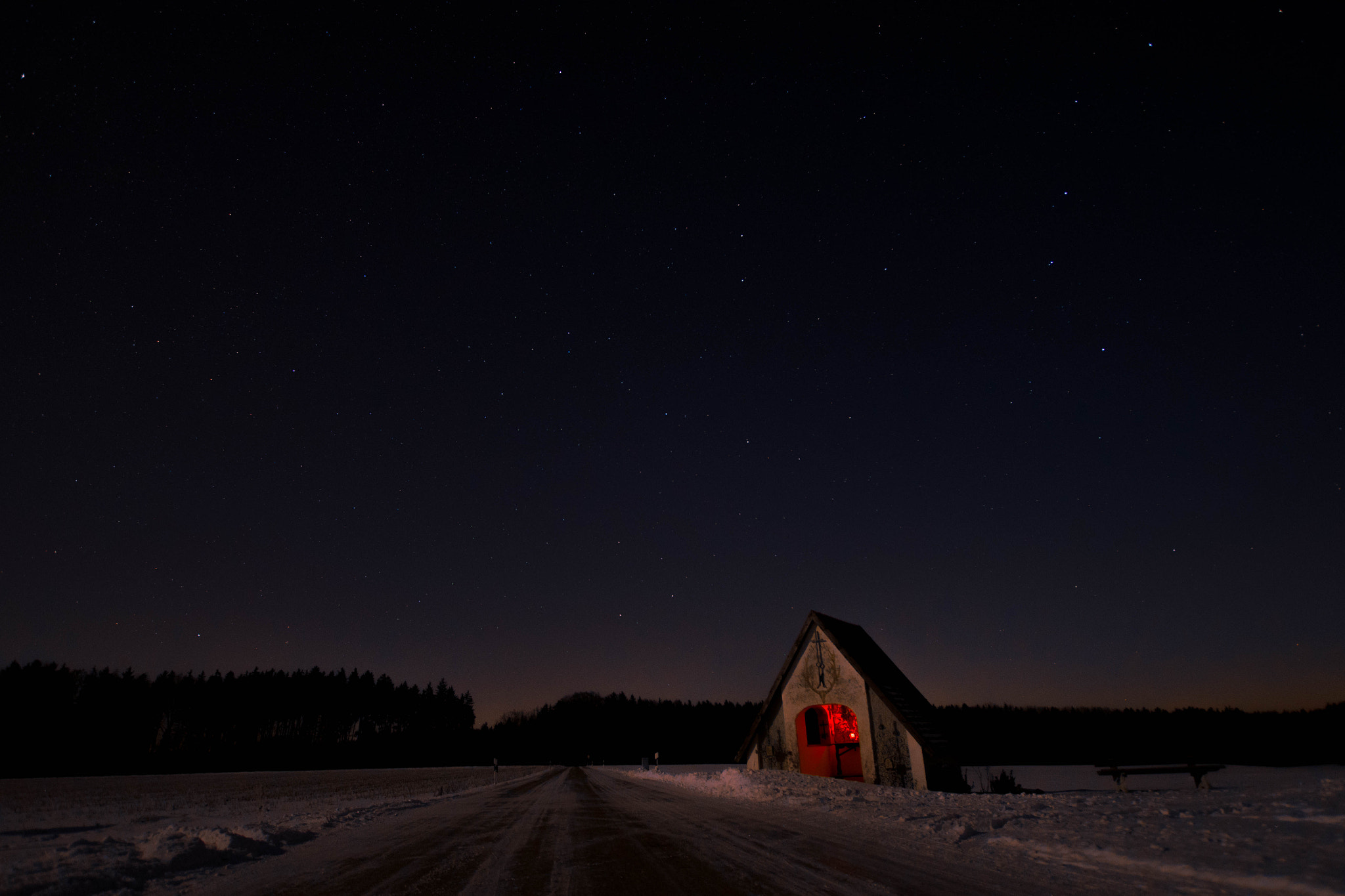 Pentax K-S1 sample photo. Chapel and stars photography