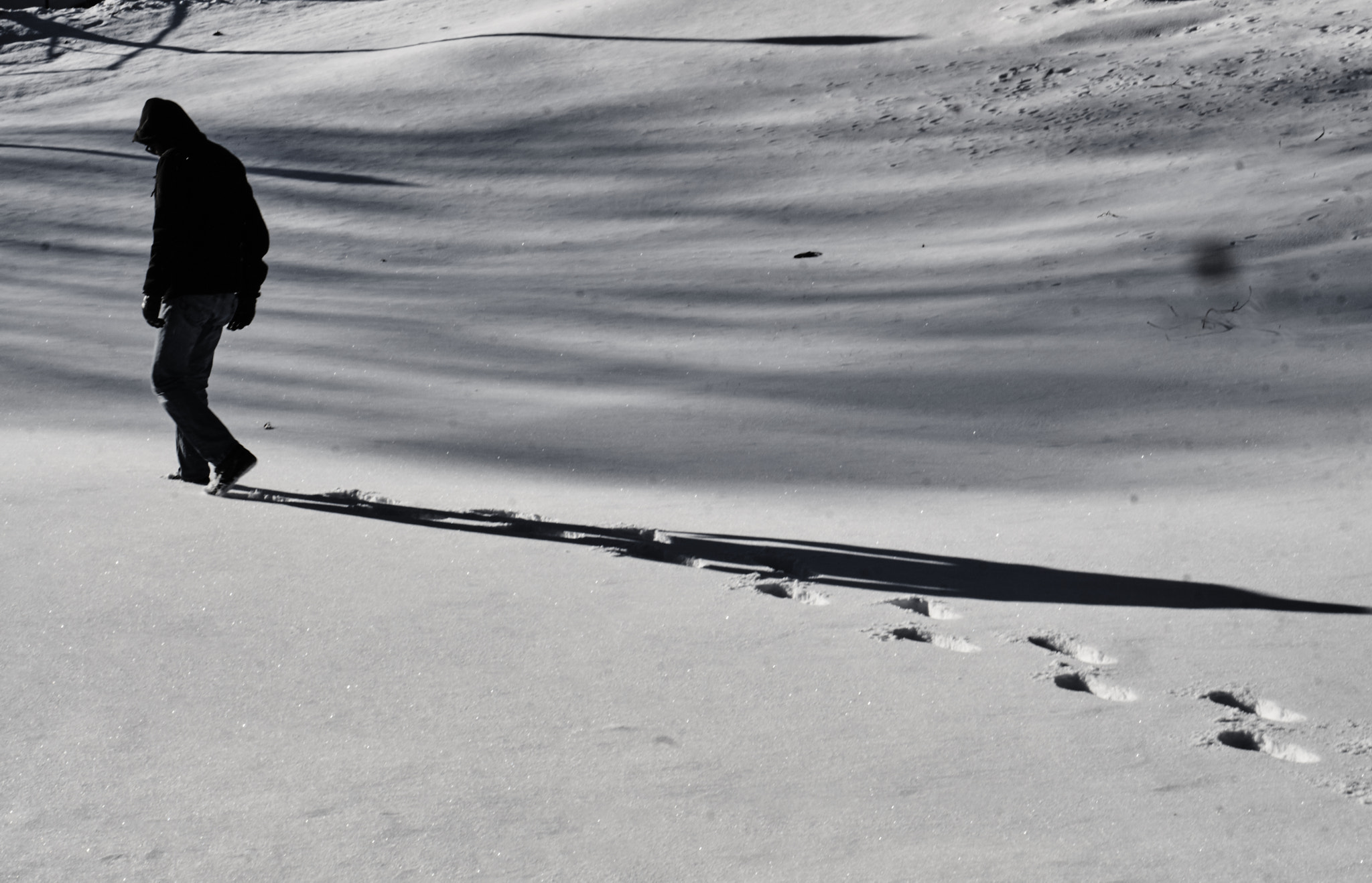 Sony E 50mm F1.8 OSS sample photo. Lonely steps through snow photography