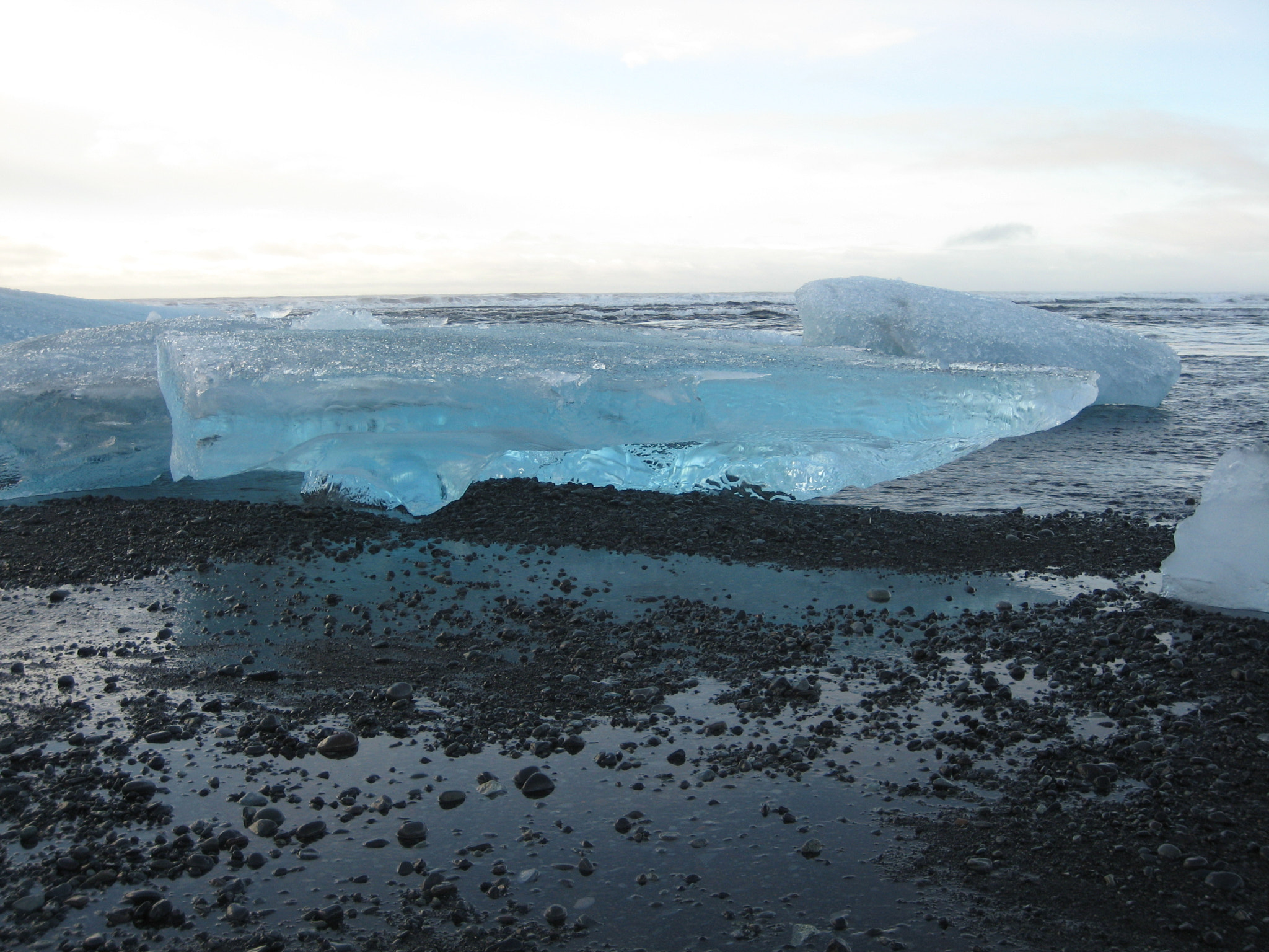 Canon DIGITAL IXUS 75 sample photo. Glacier on a black sand beach photography