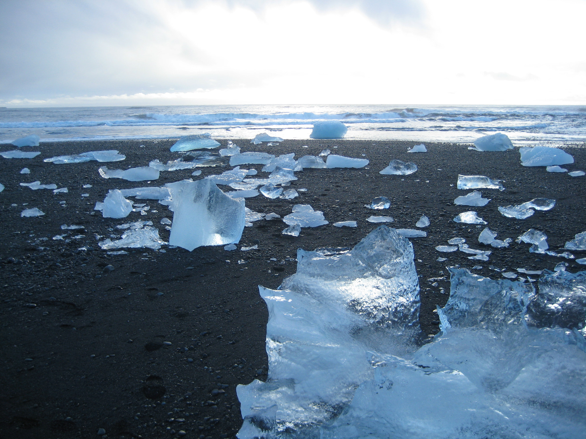 Canon DIGITAL IXUS 75 sample photo. Icelandic glaciers washed upon a black sand beac photography