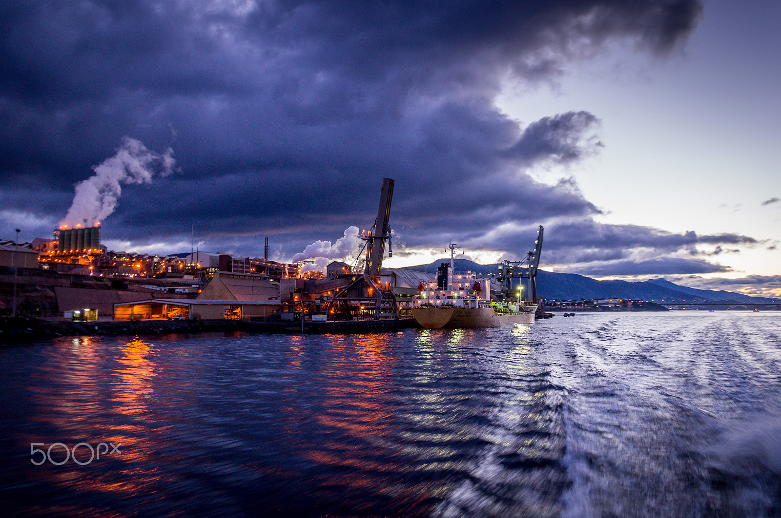 Sony SLT-A37 sample photo. Factory with port from river at dawn photography