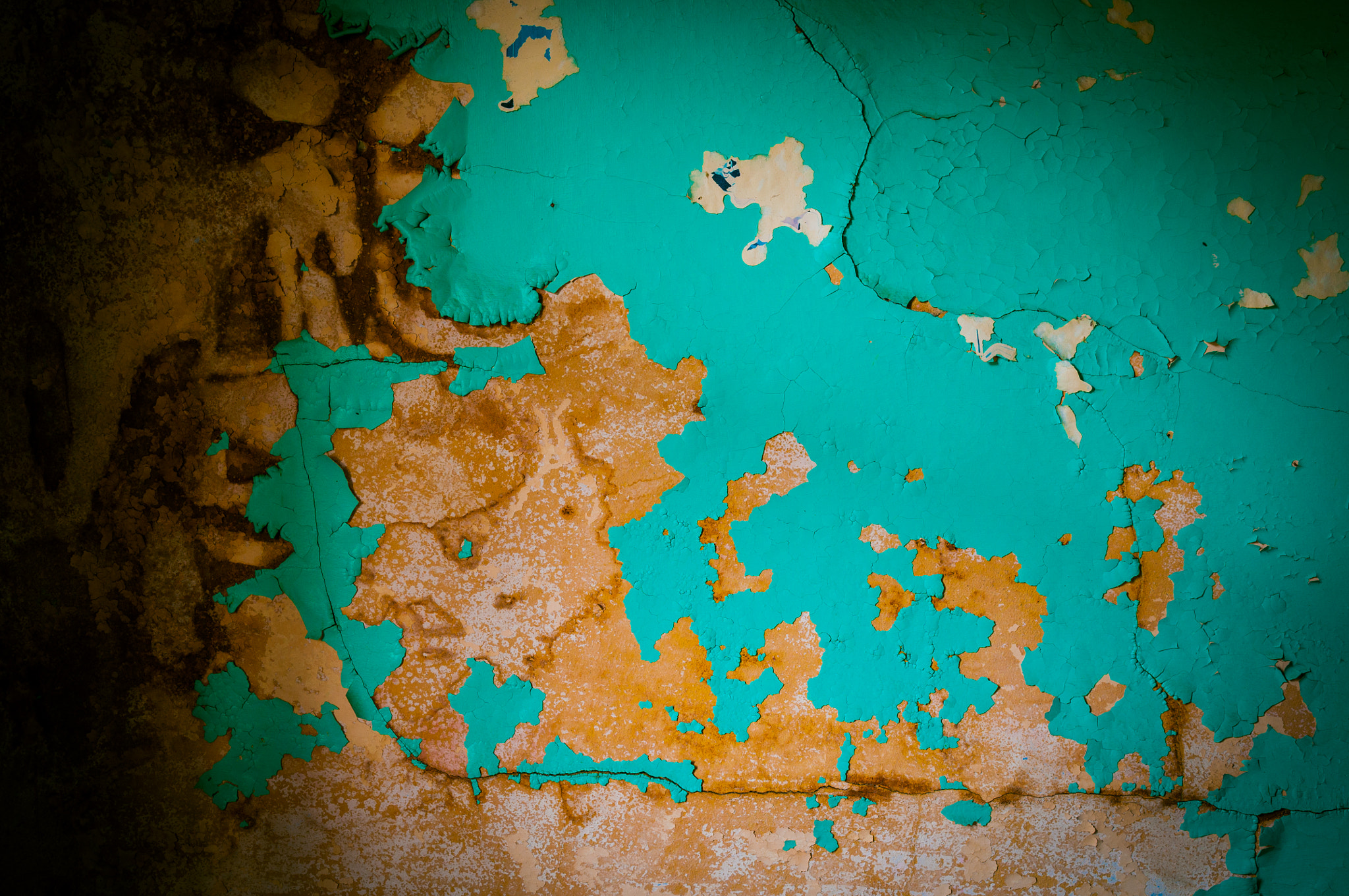 Nikon D300 sample photo. Teal and peeling paint photography
