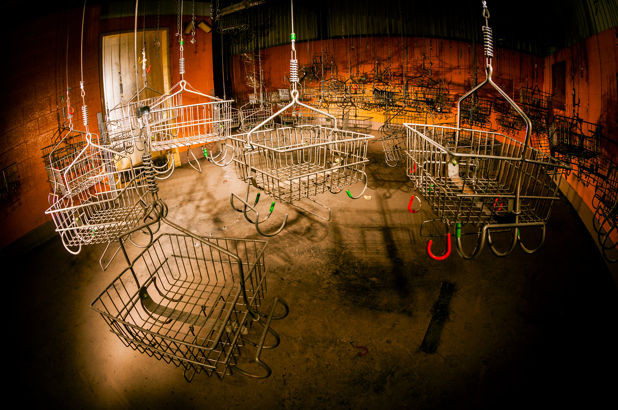 Nikon AF DX Fisheye-Nikkor 10.5mm F2.8G ED sample photo. Locker room storage baskets photography