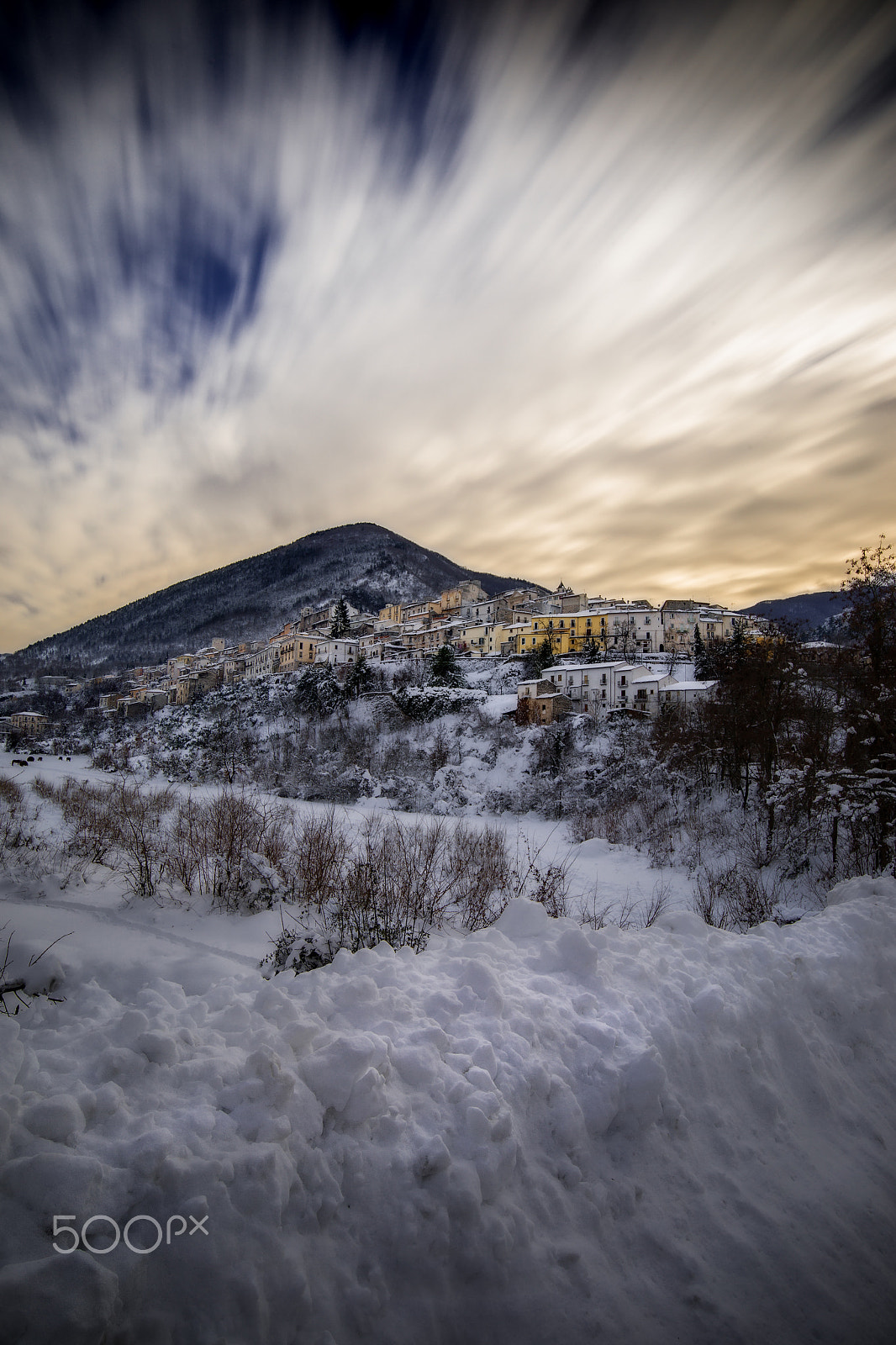 Canon EF 300mm f/2.8L sample photo. Snow & sunset photography