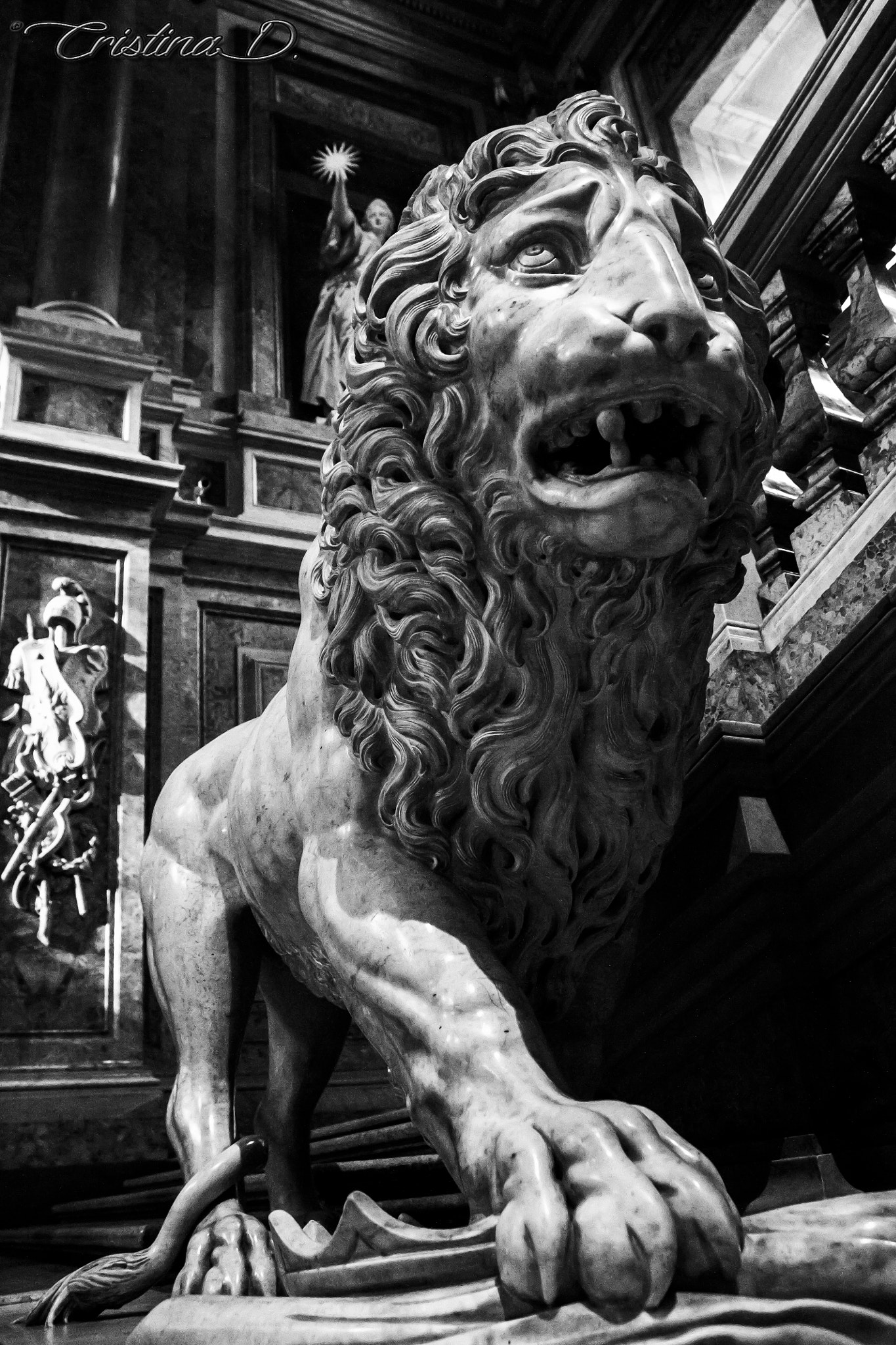 Canon EOS 1100D (EOS Rebel T3 / EOS Kiss X50) + Sigma 18-200mm f/3.5-6.3 DC OS HSM [II] sample photo. A sad lion in the royal palace of caserta photography