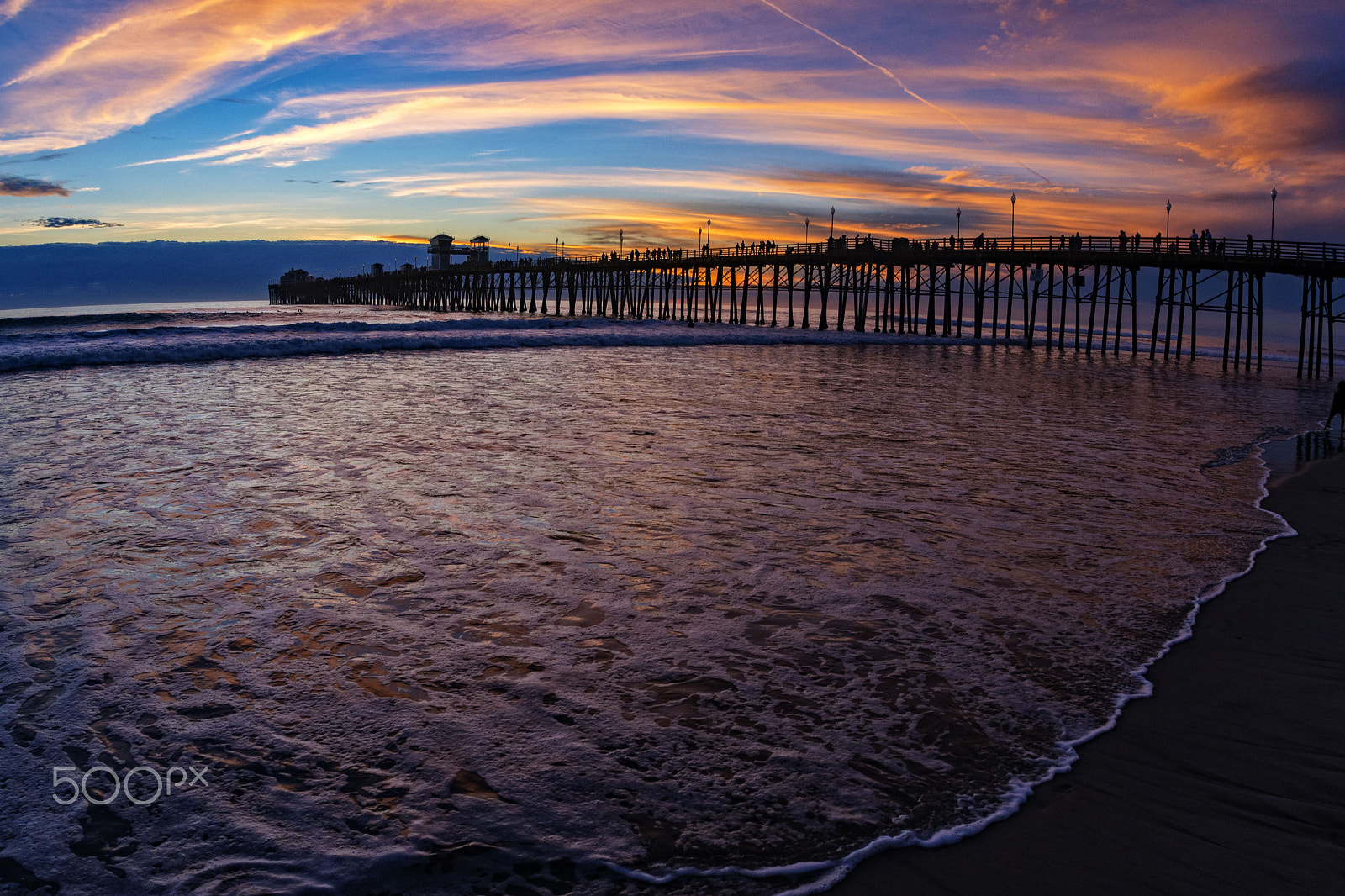 Nikon D500 + Sigma 15mm F2.8 EX DG Diagonal Fisheye sample photo. Sunset at oceanside pier - january 7, 2017 photography