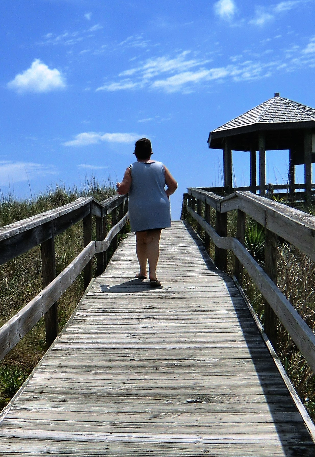 CASIO EX-H15 sample photo. Woman on carolina beach dune crossover photography