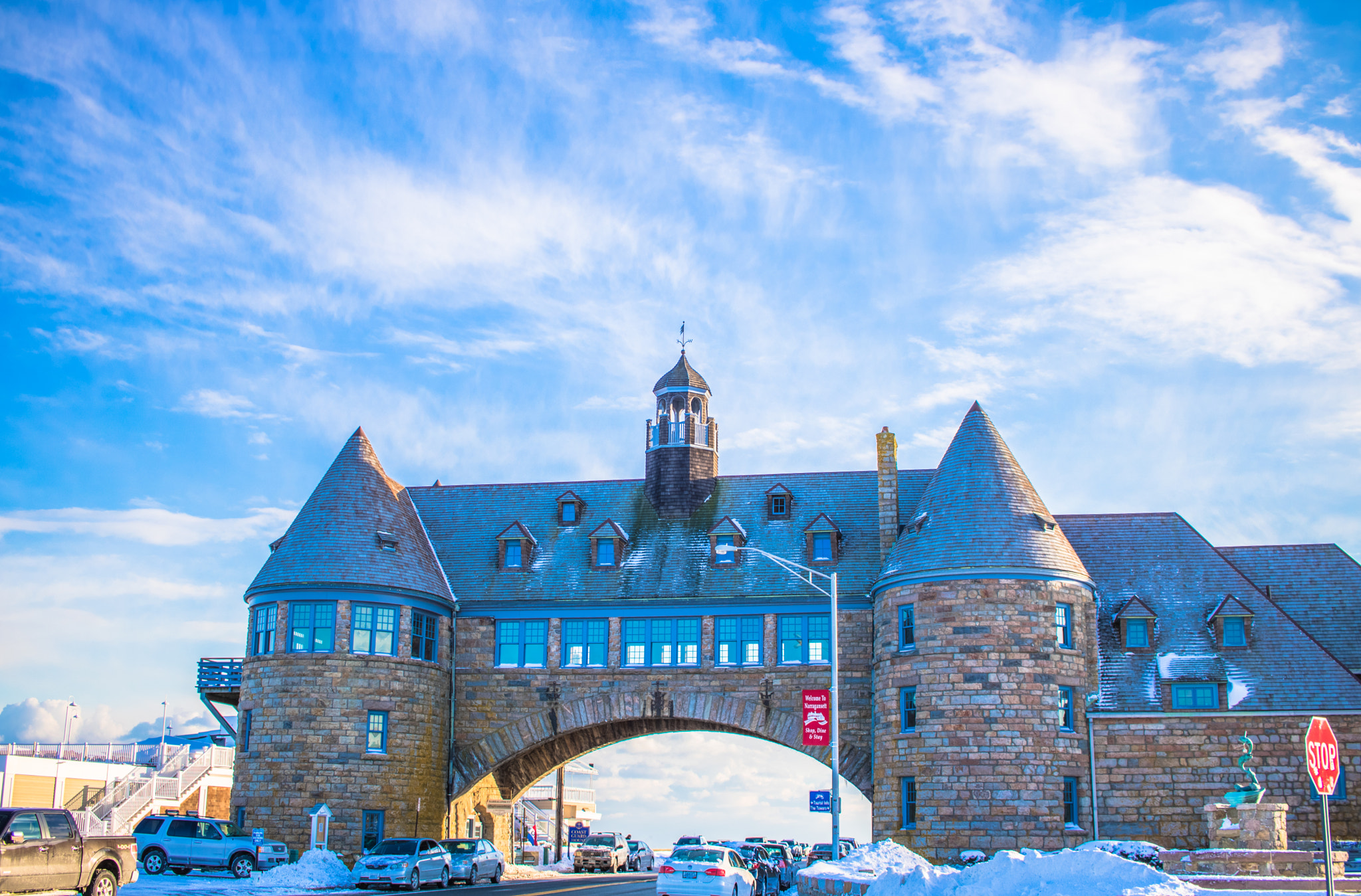 Canon EF-S 24mm F2.8 STM sample photo. Narragansett towers at winter photography