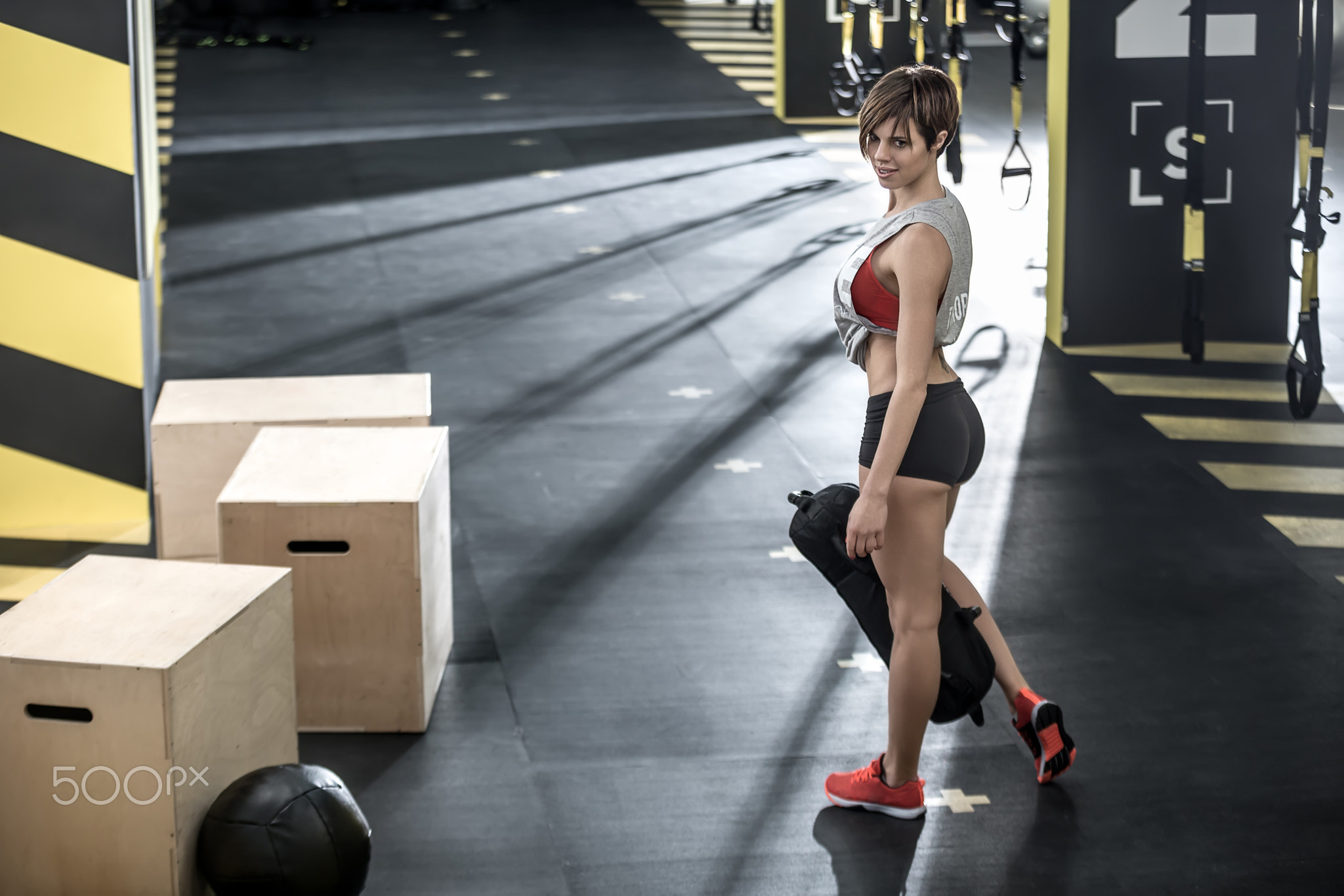 Sportive girl in gym