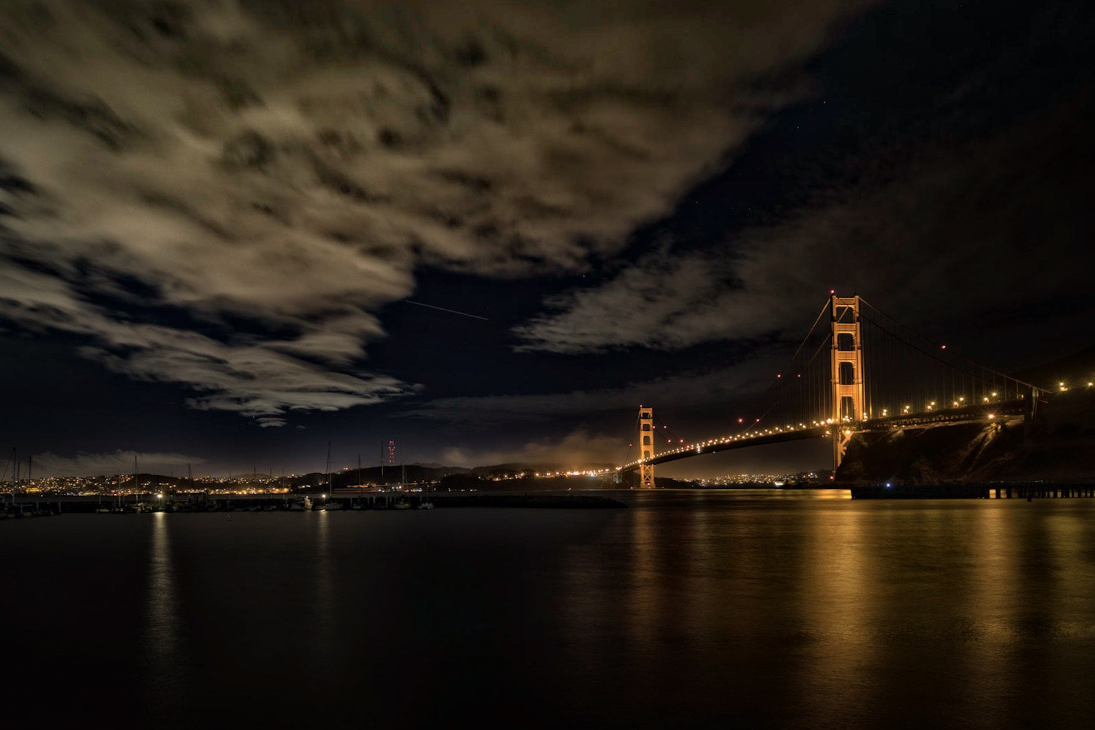 Canon EF 16-35mm F2.8L III USM sample photo. Golden gate night clouds photography