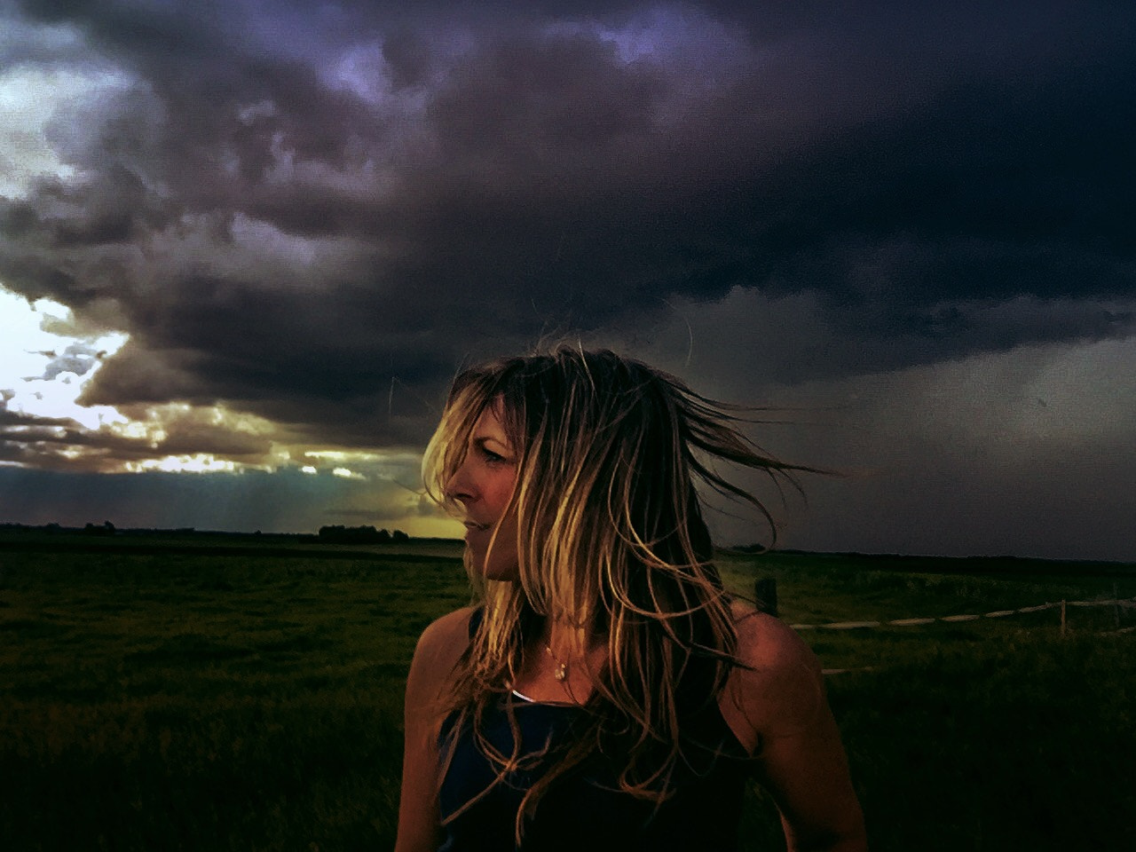 Apple iPhone 6 + iPhone 6 front camera 2.65mm f/2.2 sample photo. Me standing under a potential funnel cloud. very windy. and kind of exiting. photography