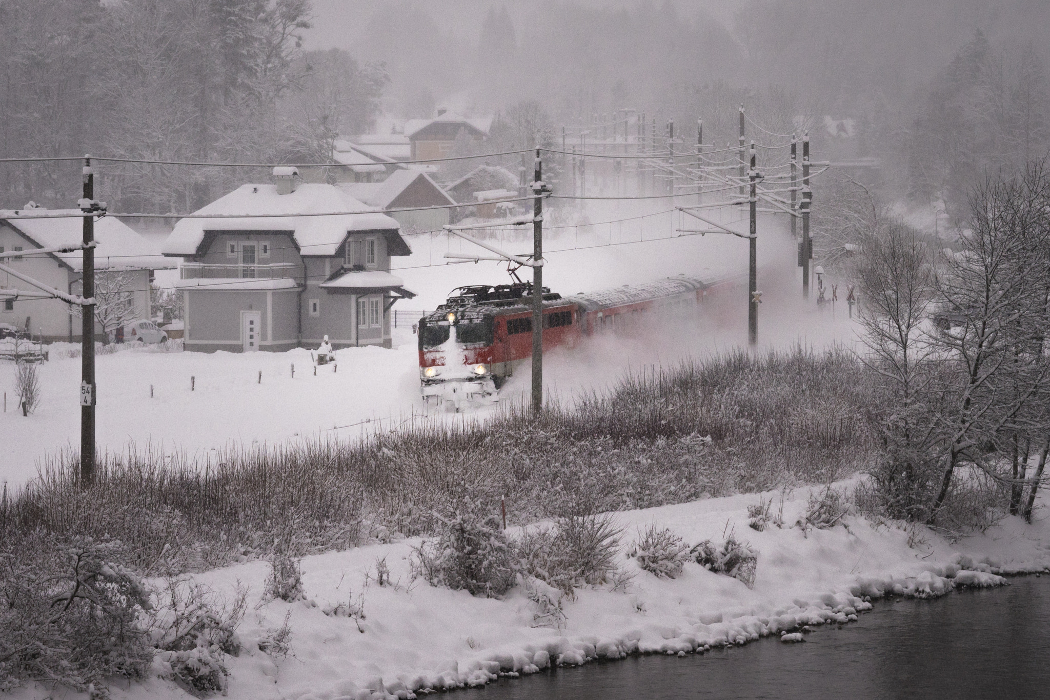 Sony a7R sample photo. Snow train photography