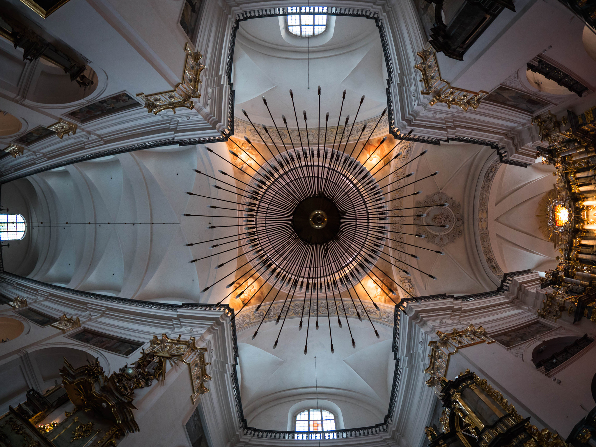 Panasonic Lumix DMC-GH4 + OLYMPUS M.8mm F1.8 sample photo. Ceiling of jesuit cathedral of hrodna photography