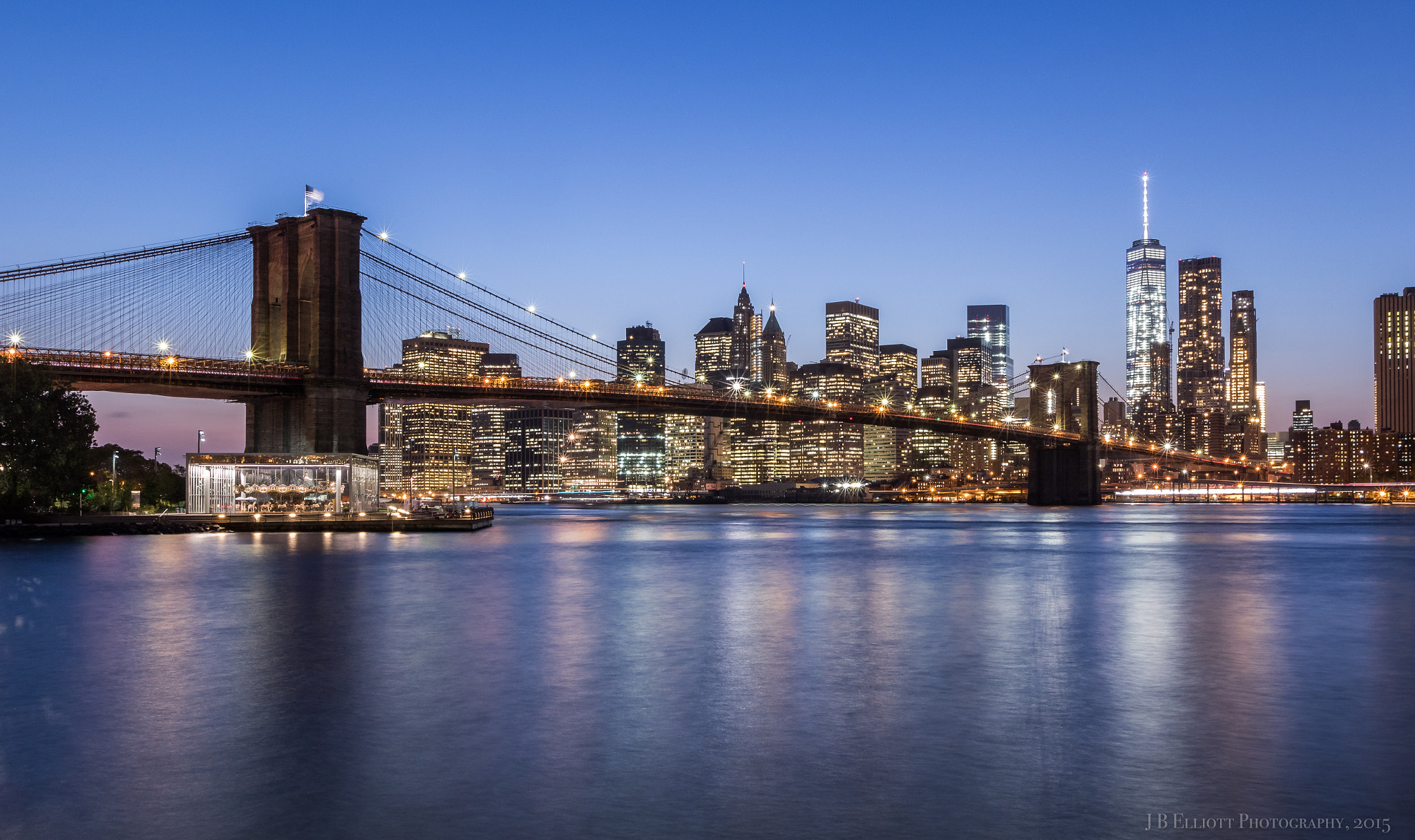 Canon EF 16-35mm F2.8L II USM sample photo. Brooklyn bridge blue hour photography