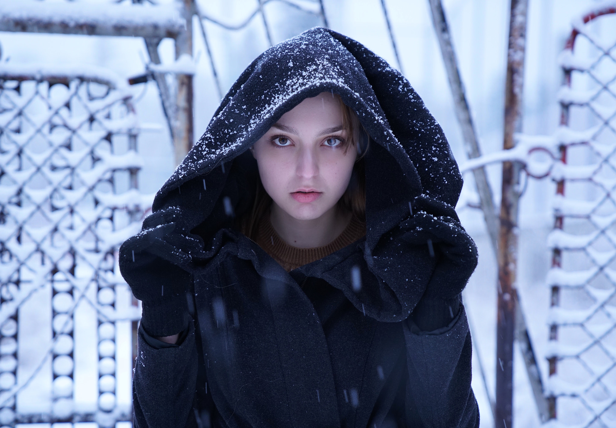 Sony a7R II sample photo. Girl in snow photography