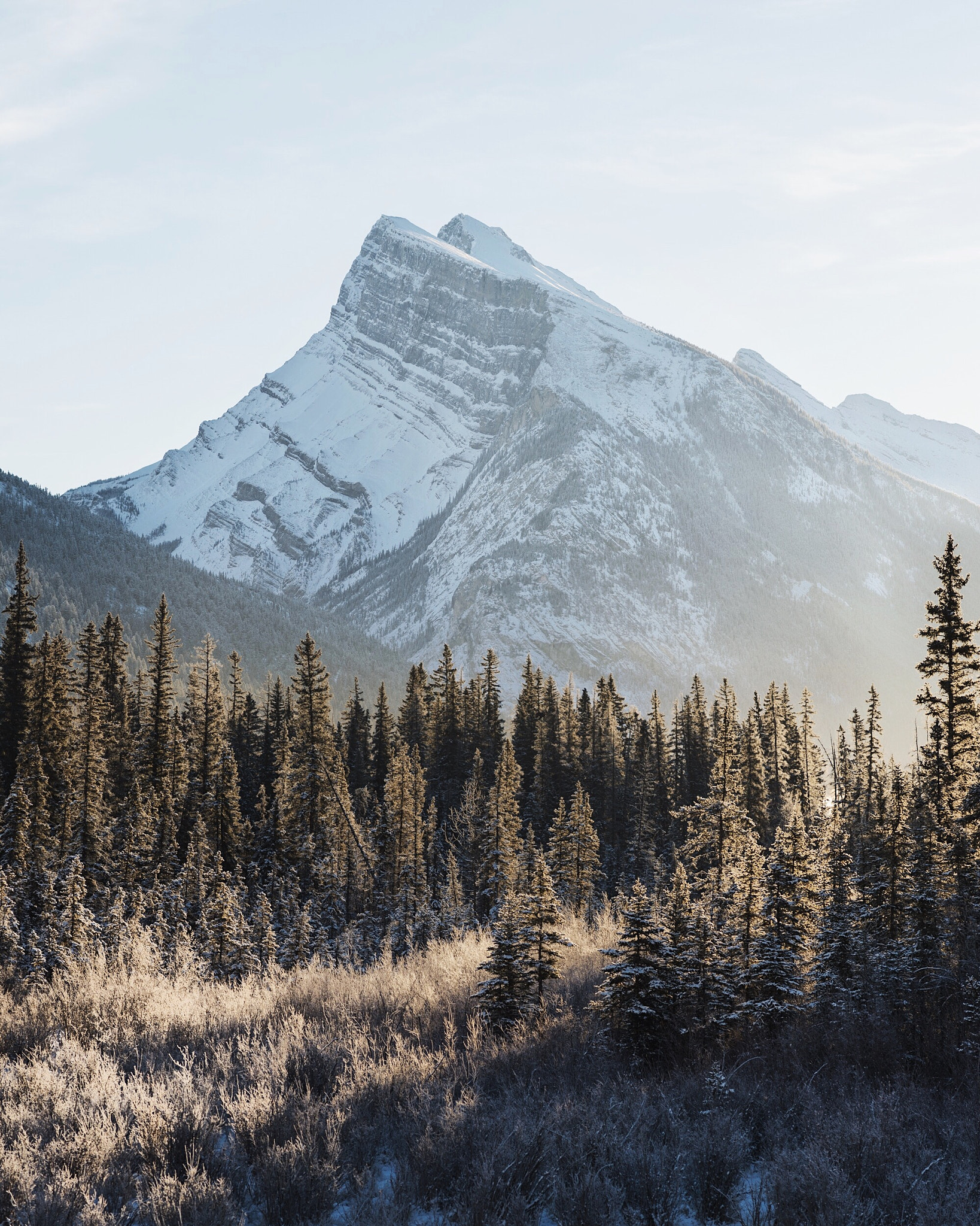 Nikon D4 sample photo. -25°f sunrise. mt rundle. banff. alberta. photography