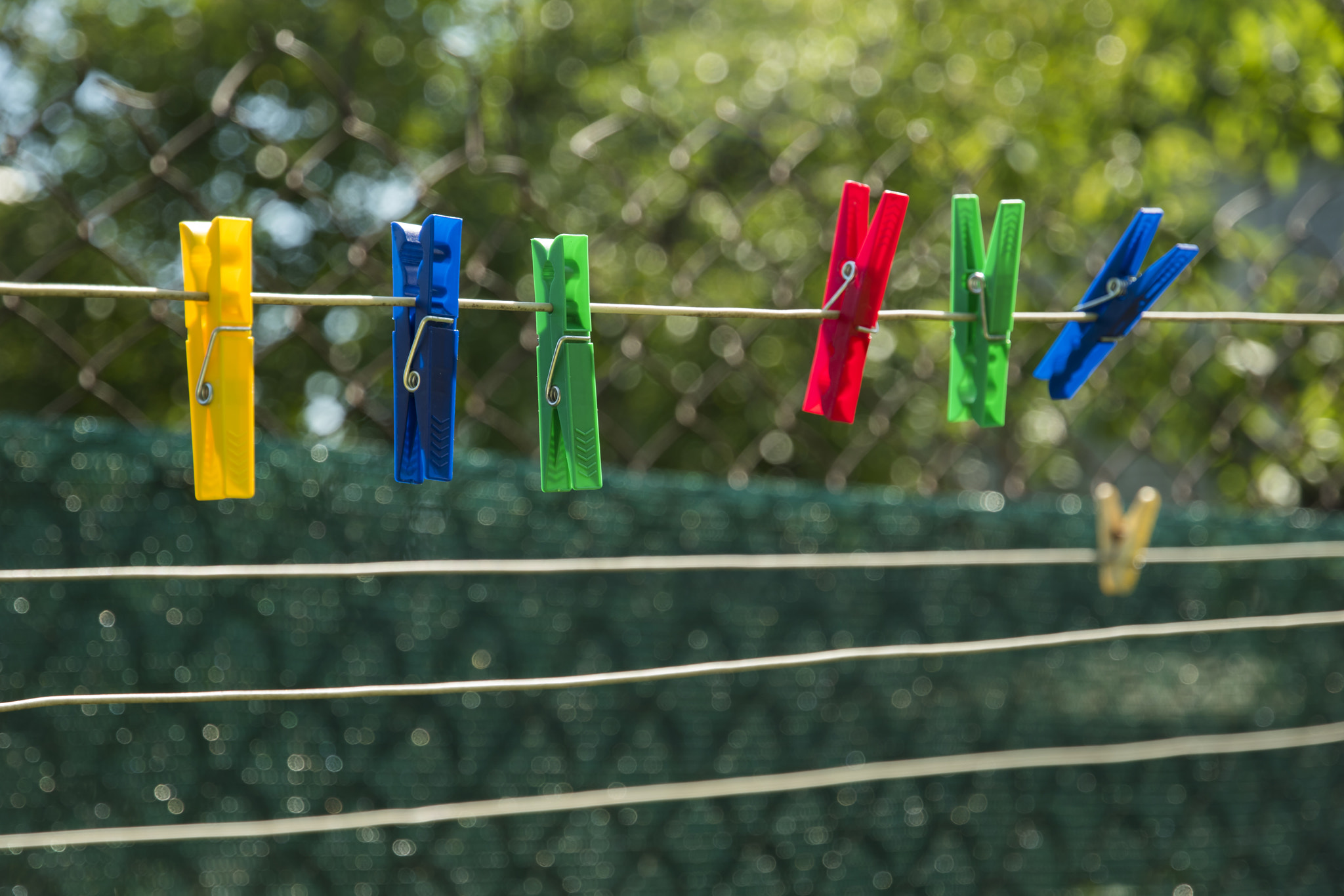 Nikon D5500 sample photo. Multicolored clothespins on the clothesline. colorful pegs on th photography