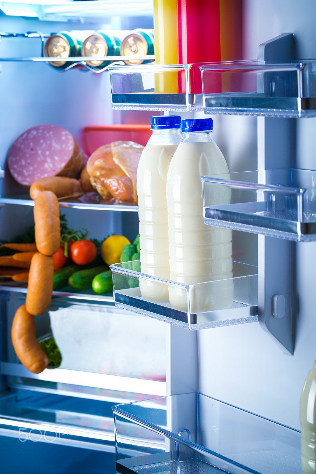 Canon EF 100mm F2.8L Macro IS USM sample photo. Open refrigerator filled with food photography
