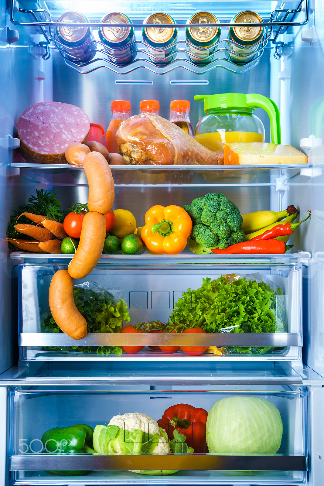 Canon EF 24-70mm F2.8L II USM sample photo. Open refrigerator filled with food photography